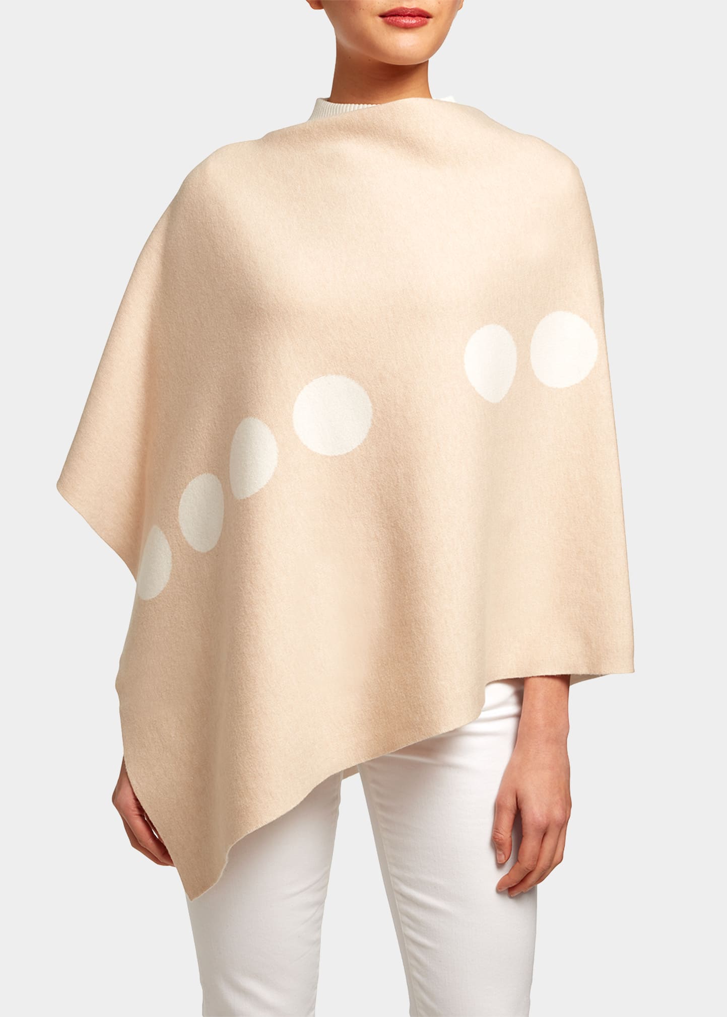 Elyse Maguire The Marconi Morse Code Hug Knit Poncho In Sand/ivory