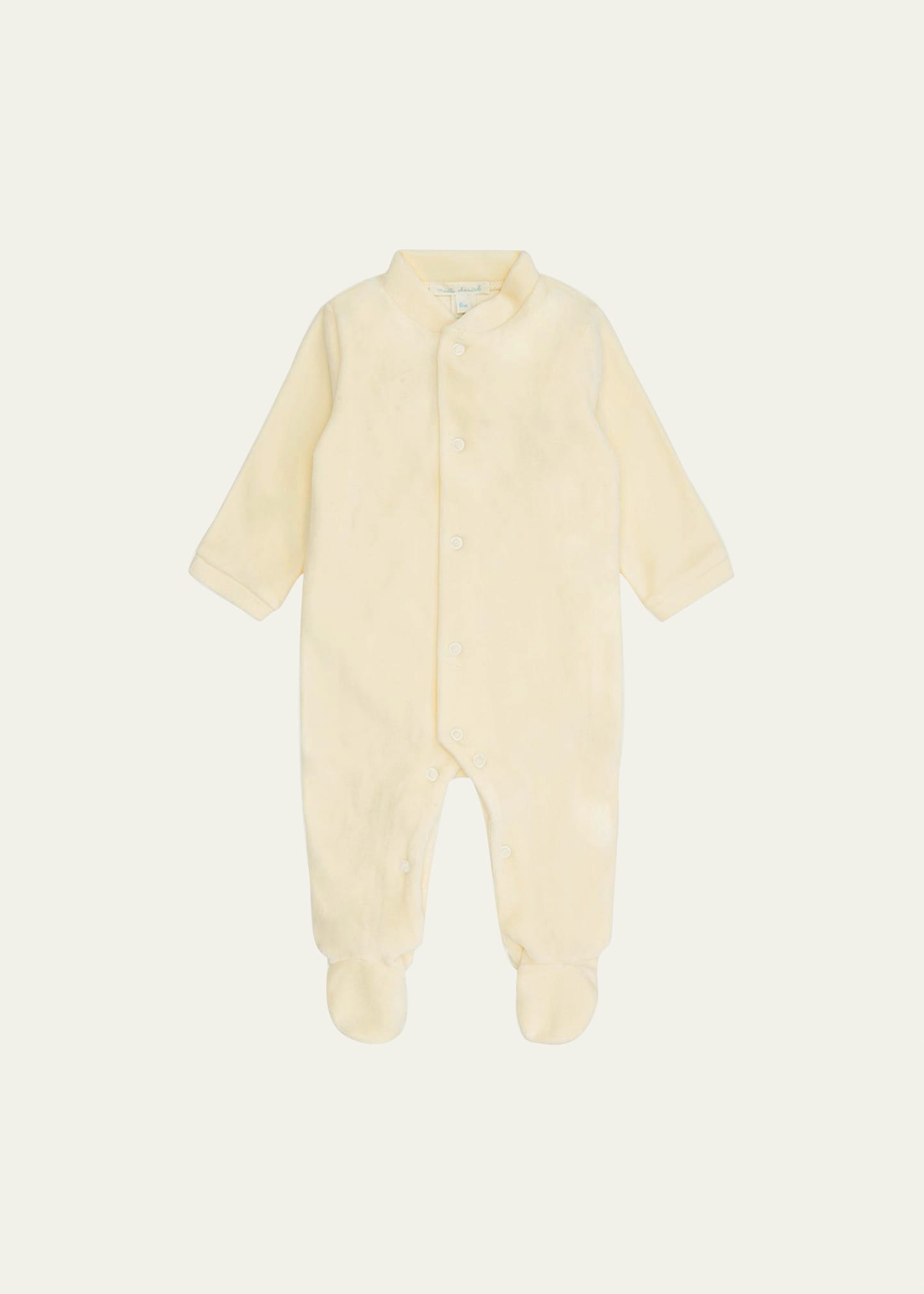 Marie Chantal Girl's Velour Golden Angel Wing Footie Pajamas In Cream Gold