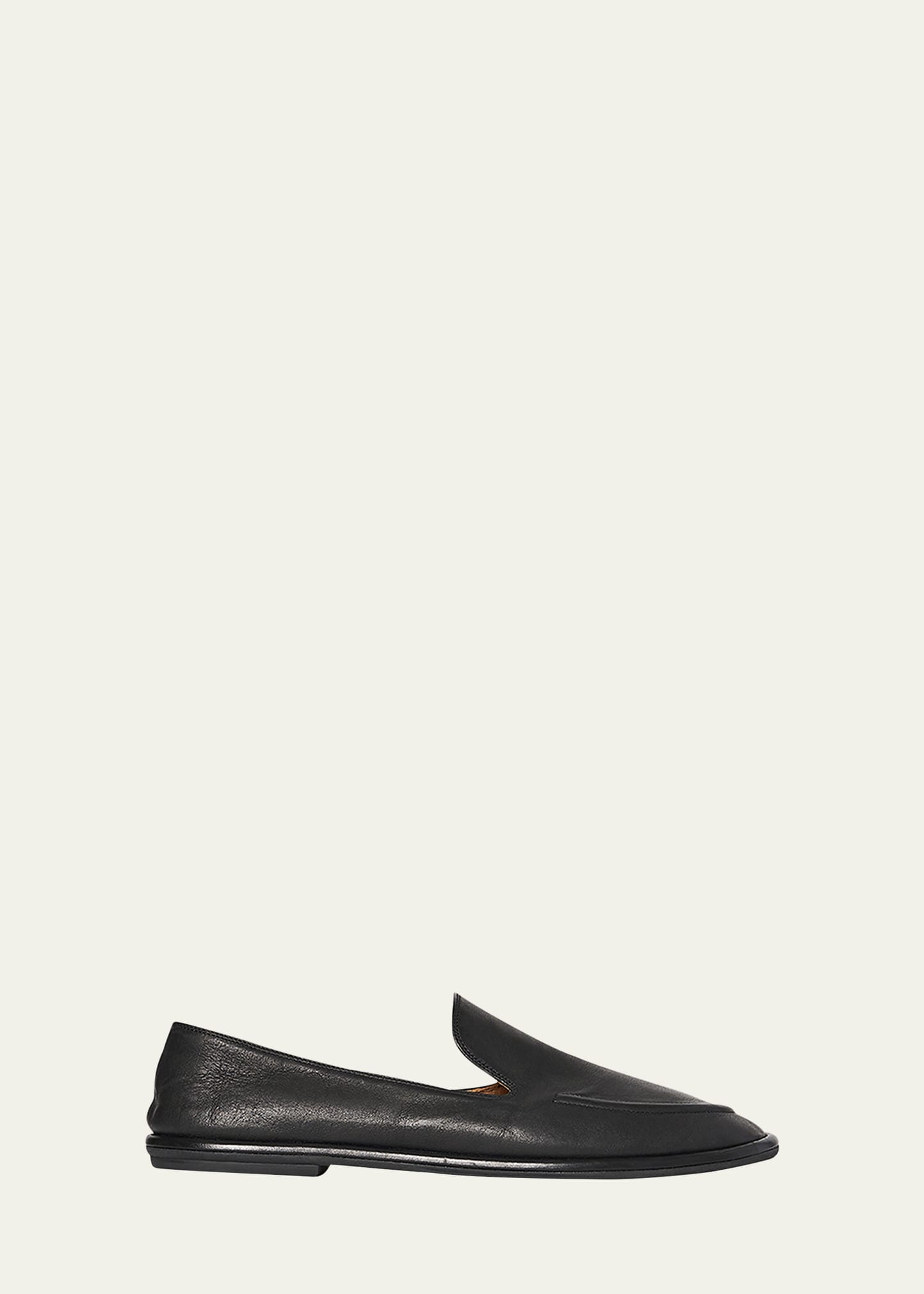 Shop The Row Canal Leather Slip-on Loafers In Blk Black