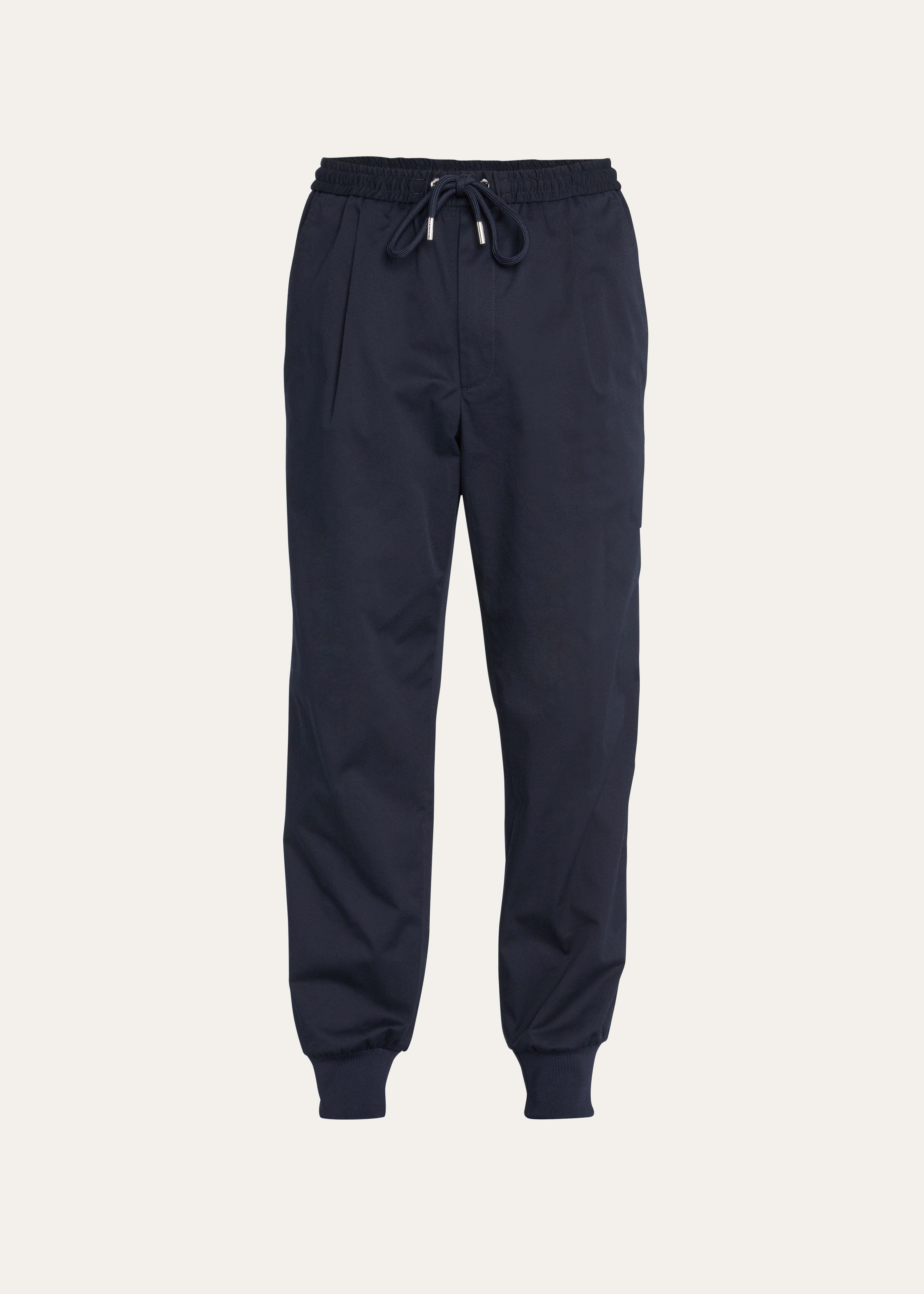 MONCLER MEN'S PLEATED SIDE-TAPE CHINO JOGGER PANTS