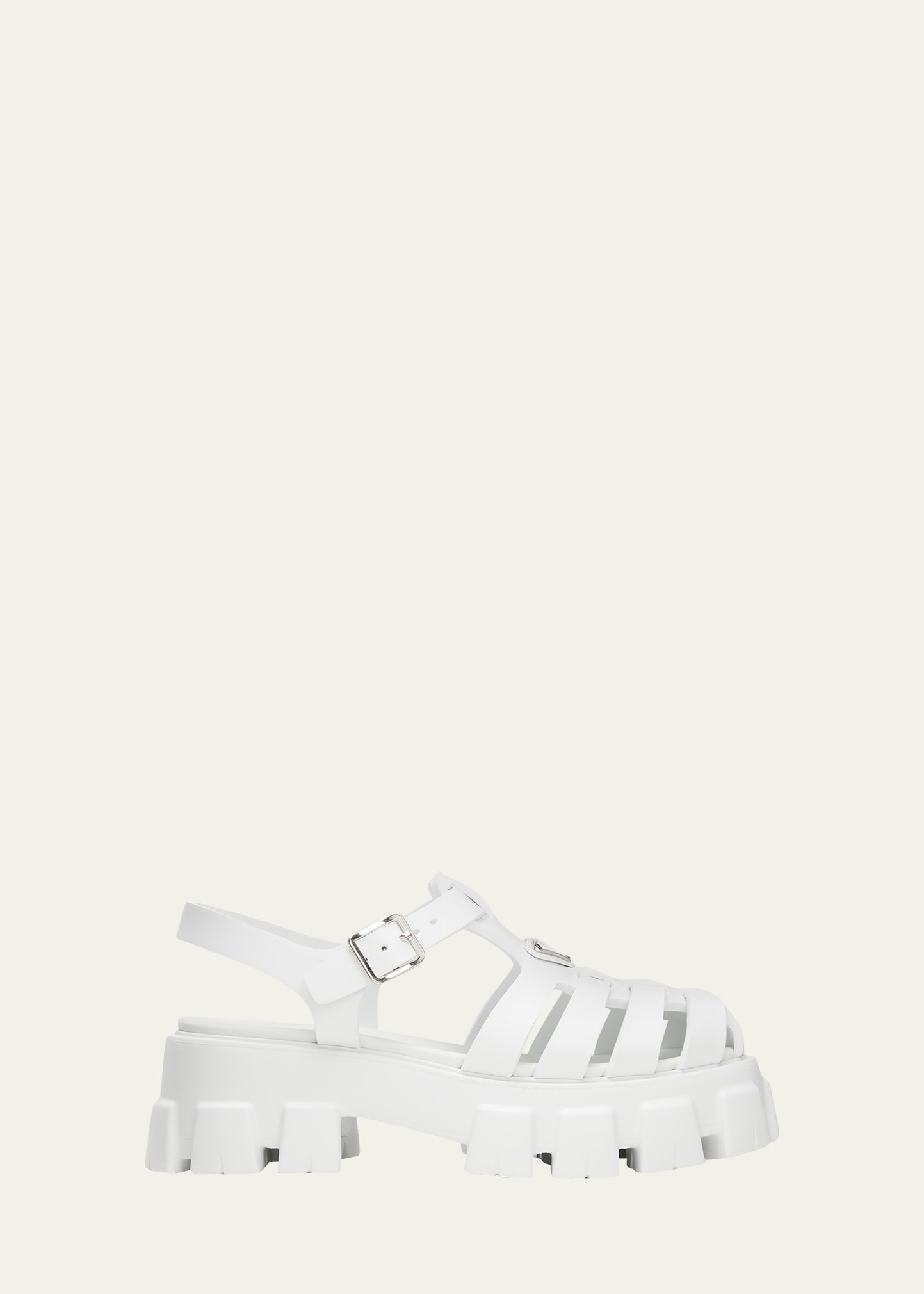 Prada Rubber Logo Chunky-sole Fisherman Sandals In Bianco