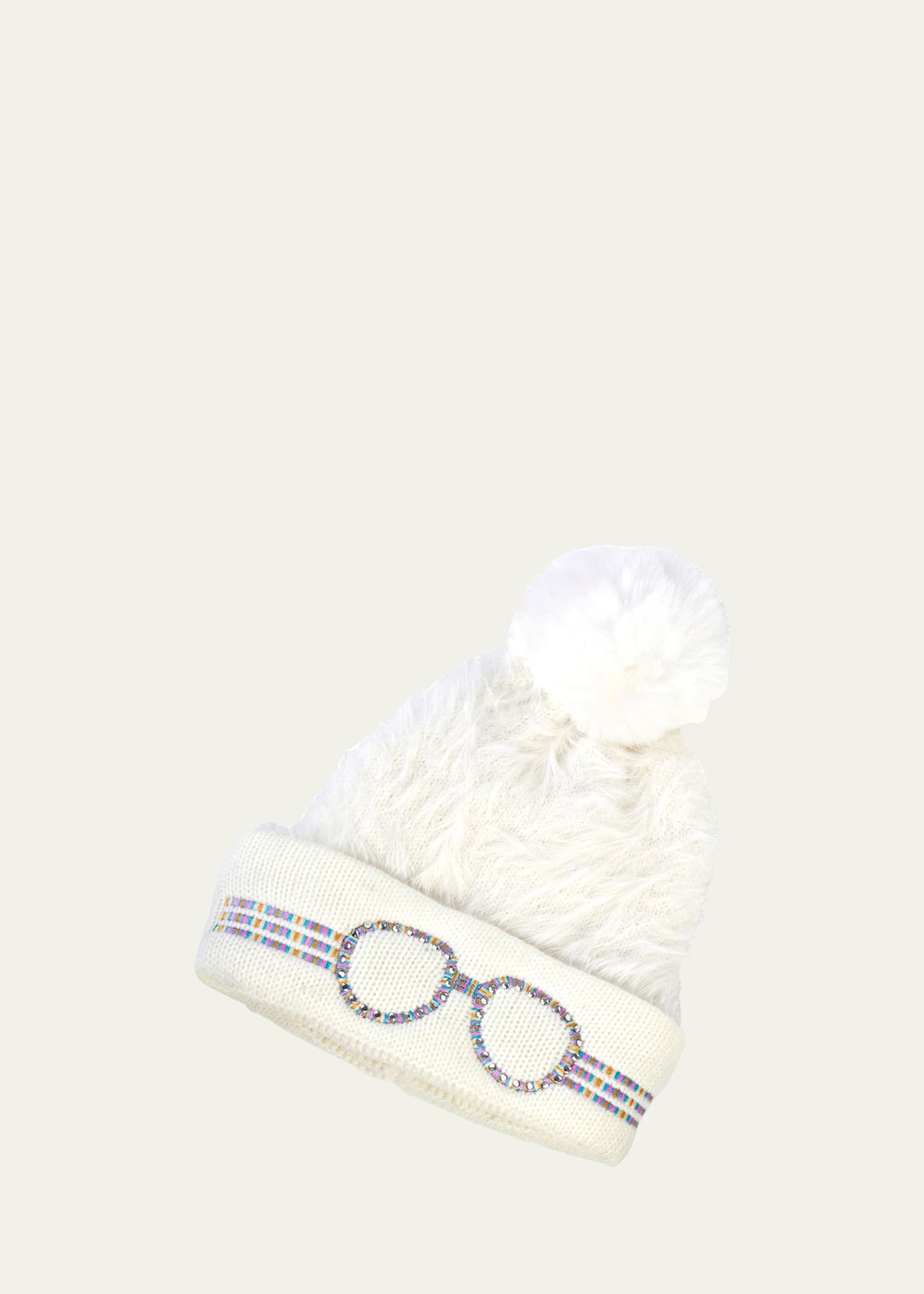 Bling2o Kid's Faux-Fur Knit Crystal Embellished Beanie