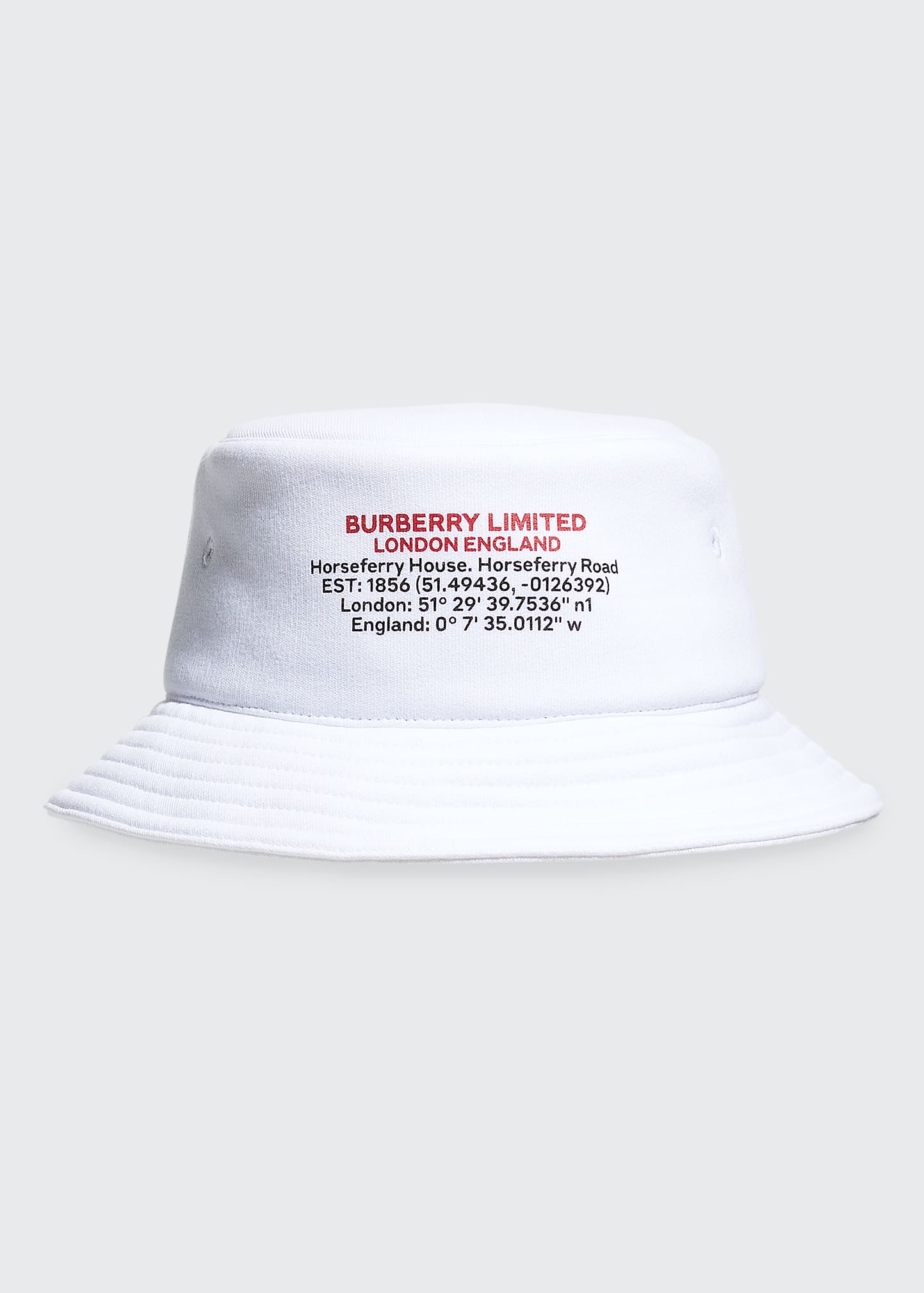 Burberry Horseferry Logo Jersey Bucket Hat In White / Black