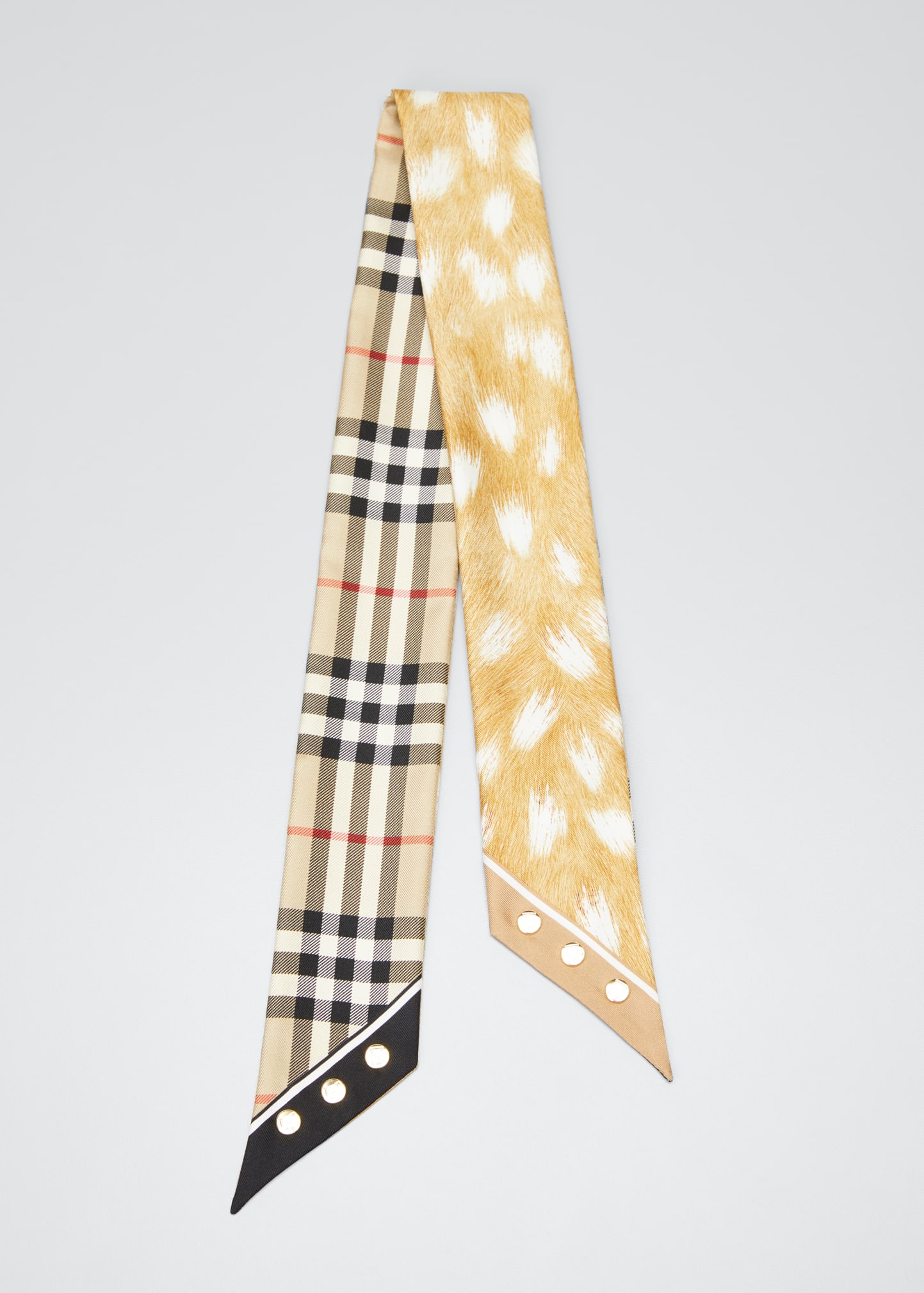 Check EKD Print Silk Skinny Scarf in Archive Beige