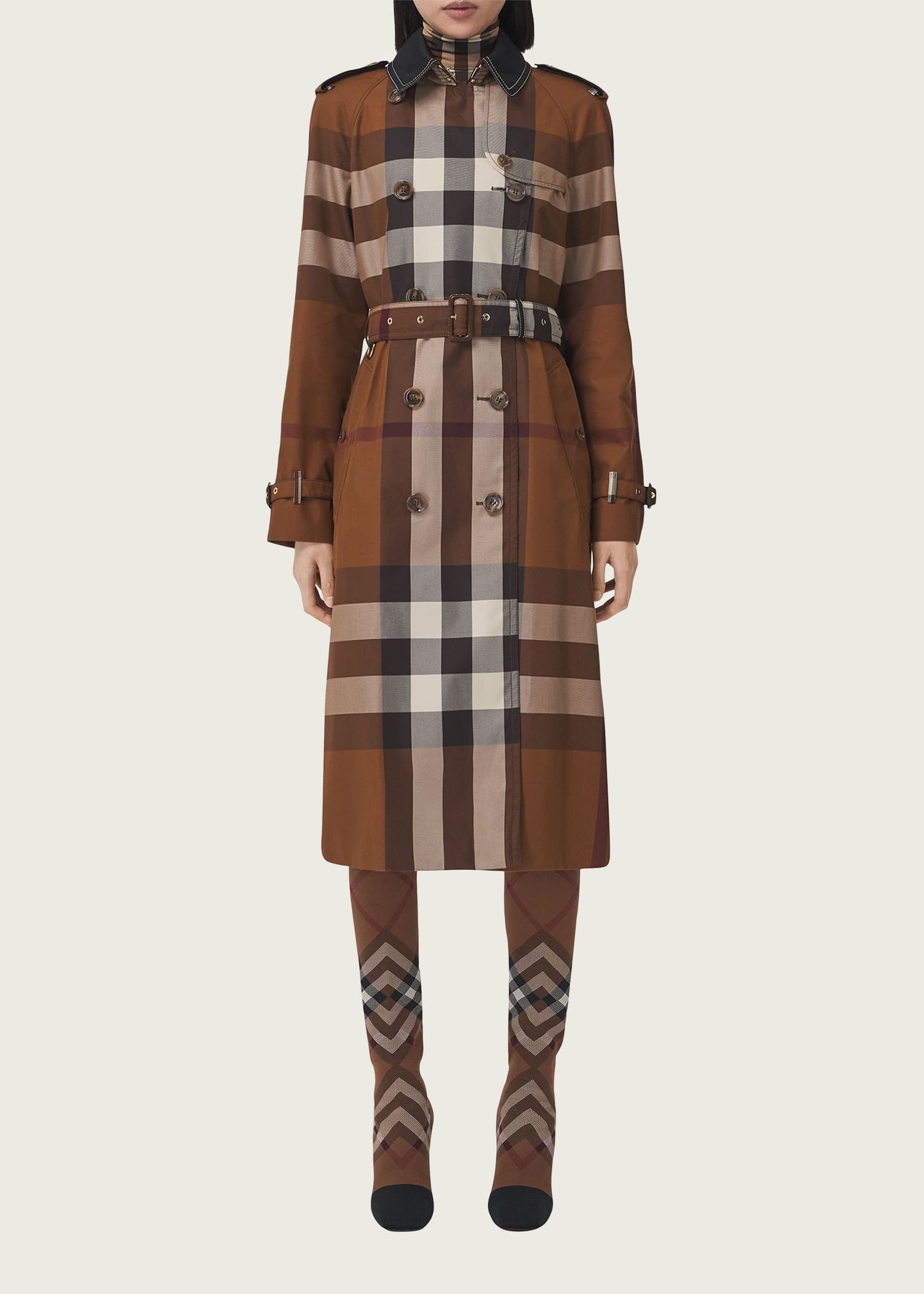 Burberry Waterloo Check-Print Double-Breasted Trench Coat