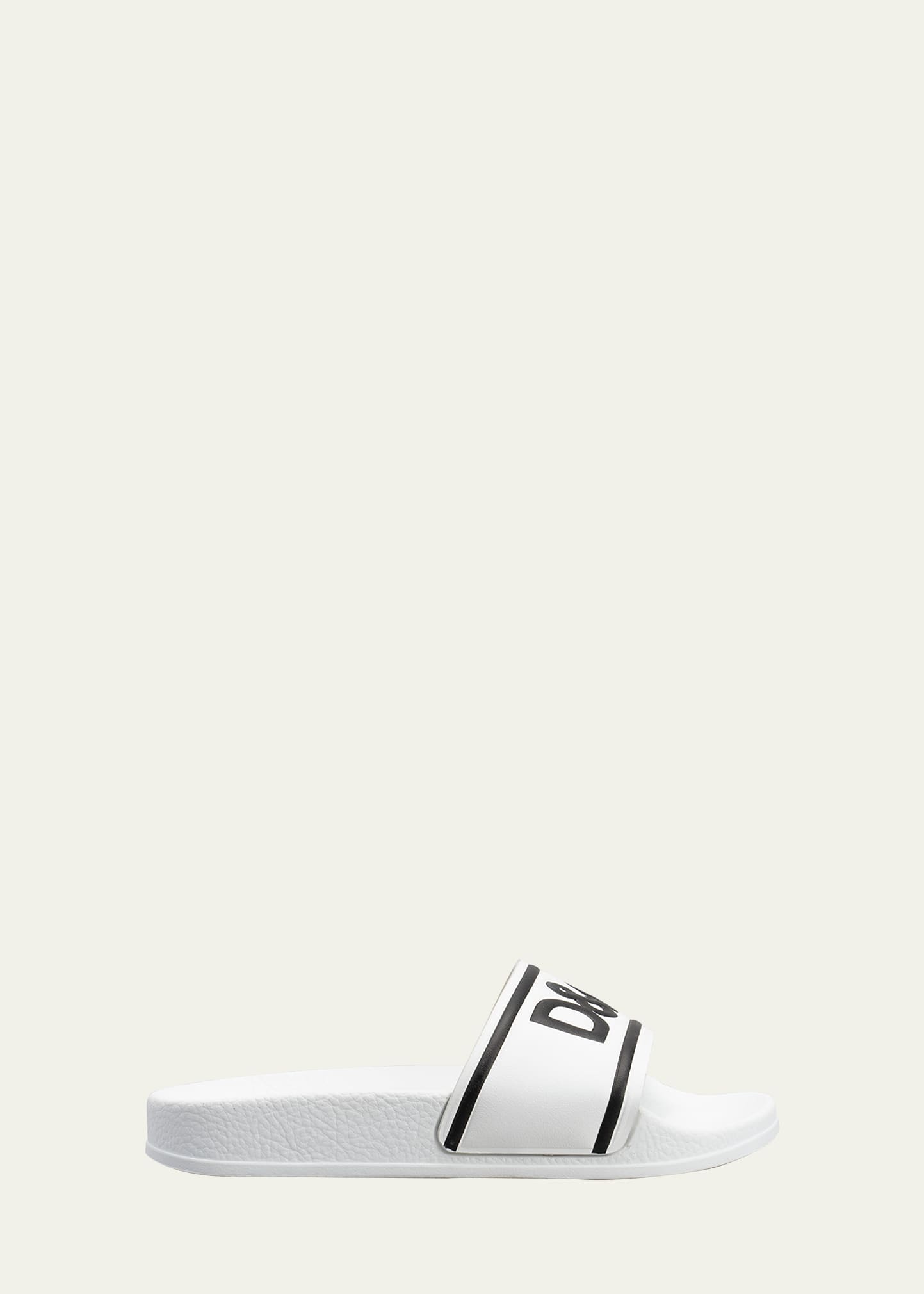 Dolce & Gabbana Kid's Logo Two-tone Pool Slide Sandals, Kids In Bianco/nero