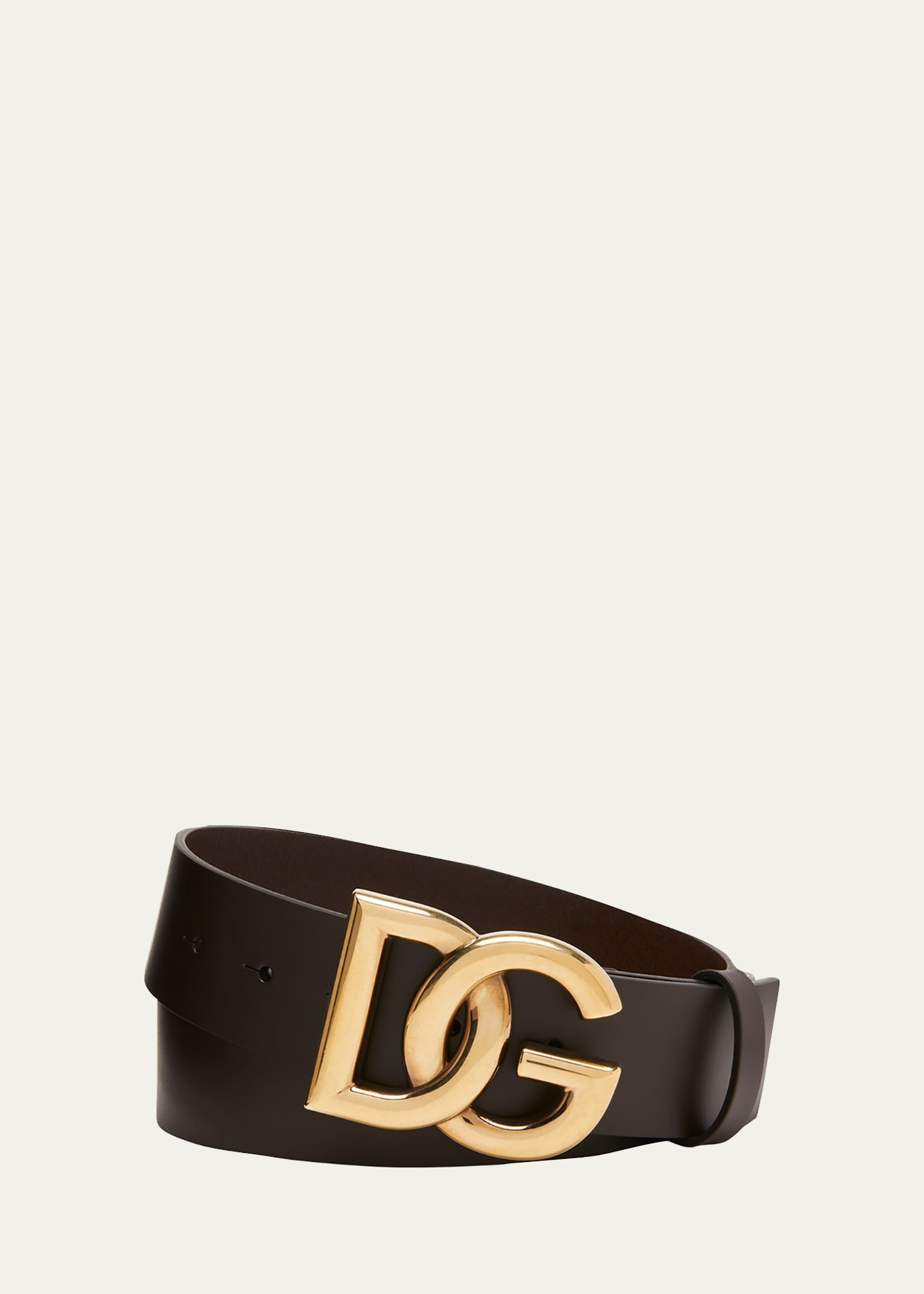 DOLCE & GABBANA MEN'S DG-LOGO LEATHER BUCKLE BELT