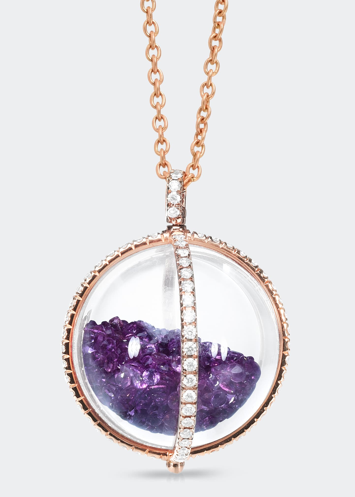 Moritz Glik Purple Rhodolite Garnet And Diamonds In White Sapphire Kaleidoscope Globe Necklace In Rg