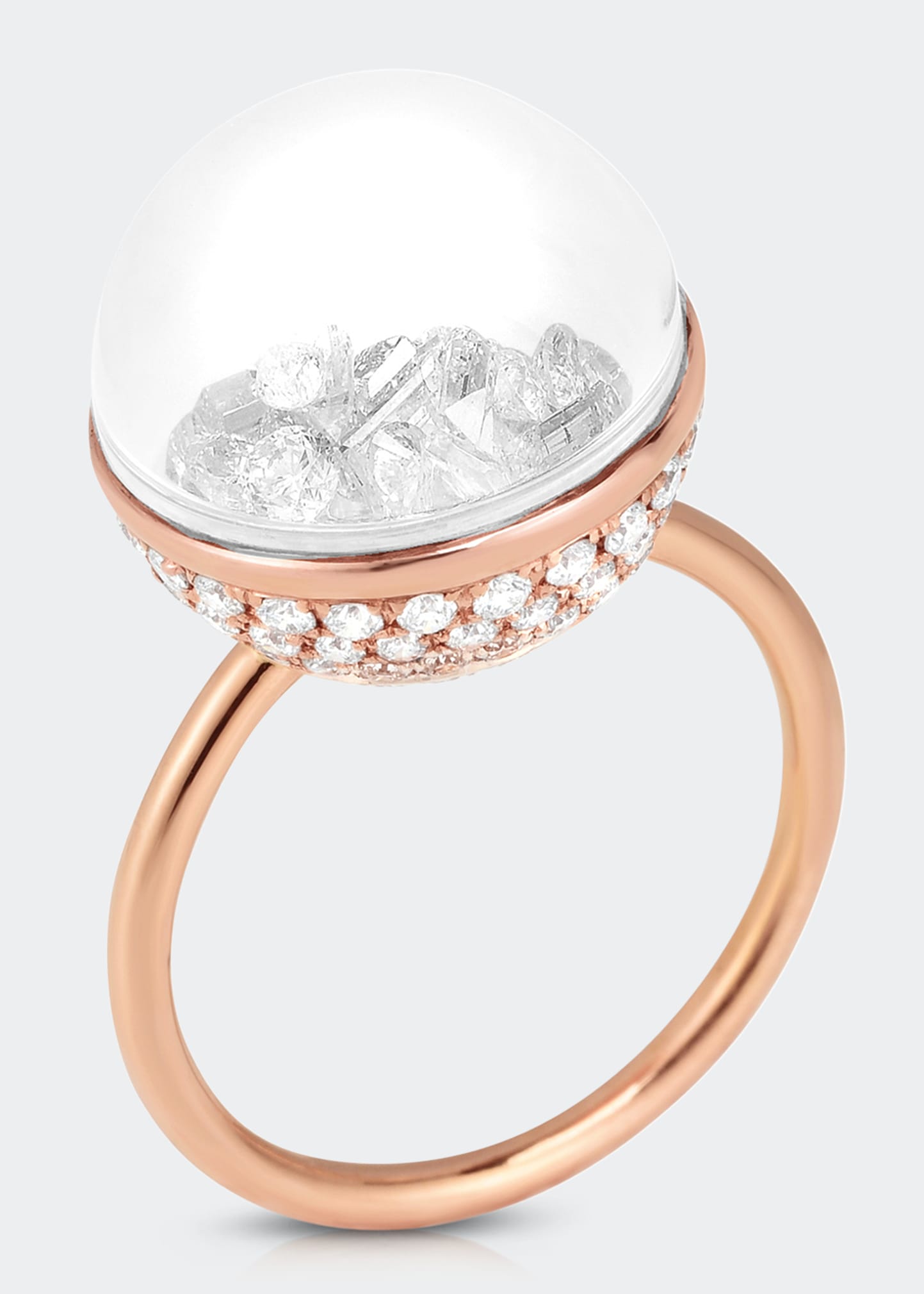 Moritz Glik Rose Gold Diamonds In Domed White Sapphire Kaleidoscope Shaker Ring In Rg