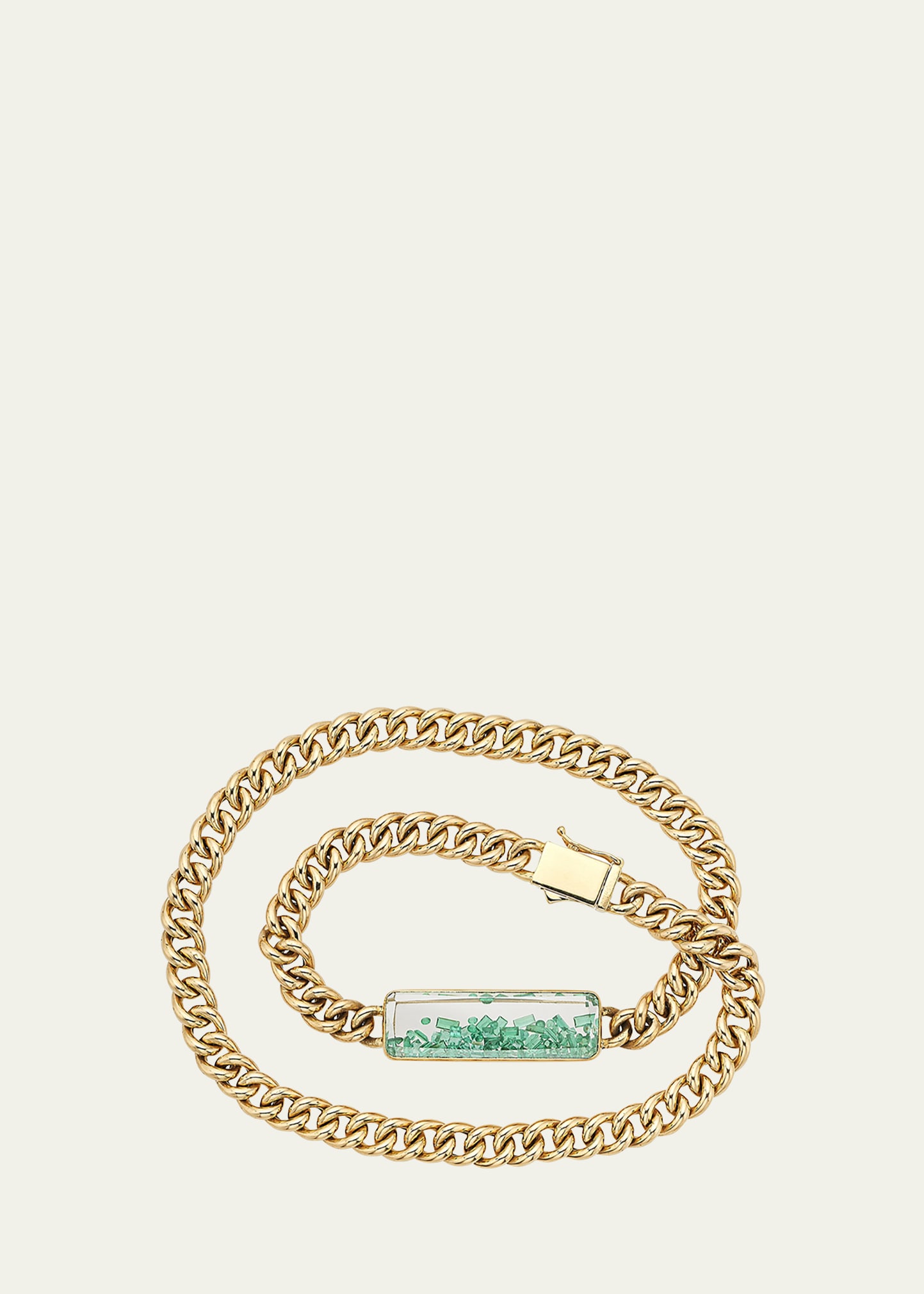 Yellow Gold Emeralds in White Sapphire Kaleidoscope Bracelet