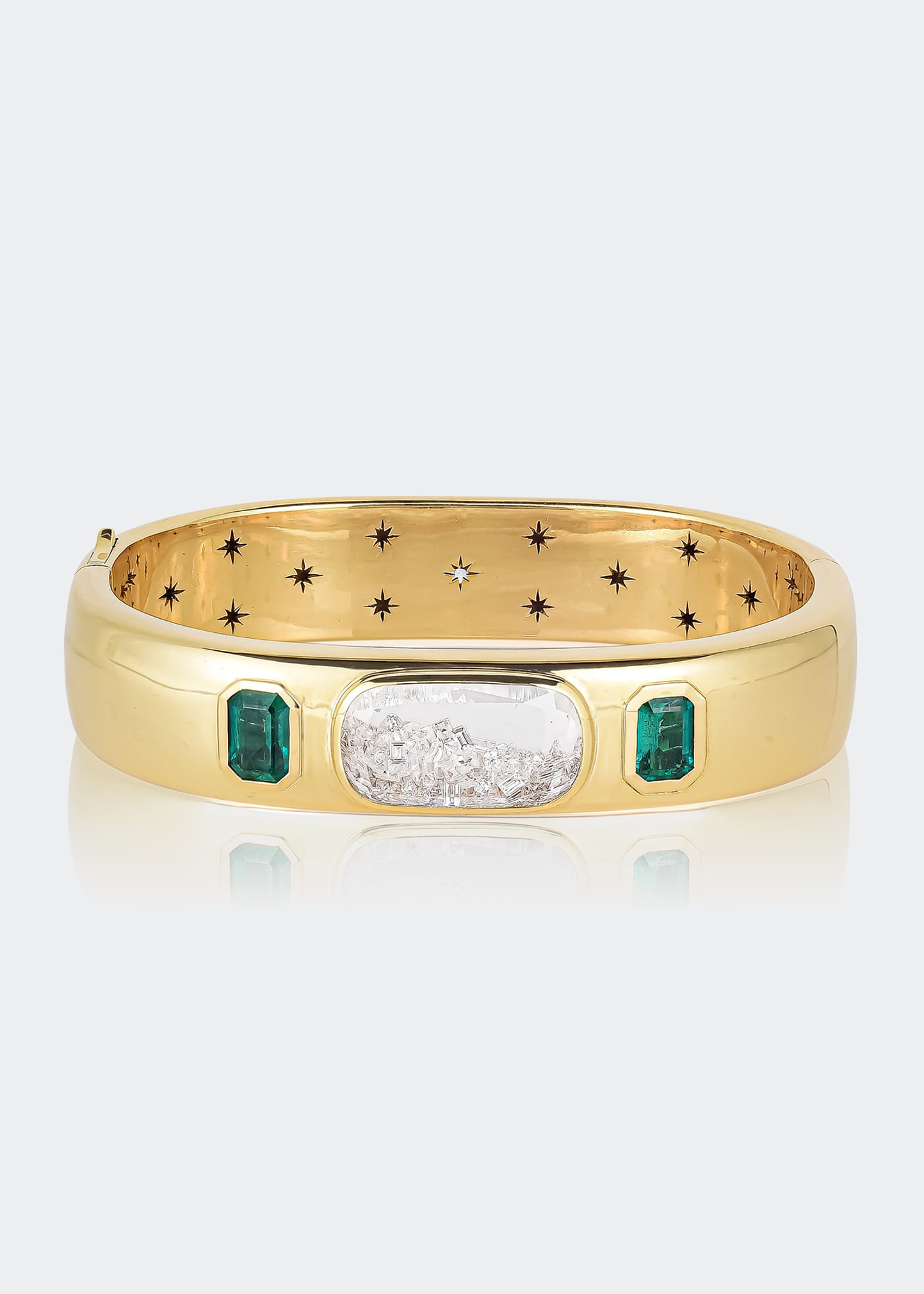 Moritz Glik Emeralds And Diamonds In White Sapphire Kaleidoscope Shaker Bracelet In Yg
