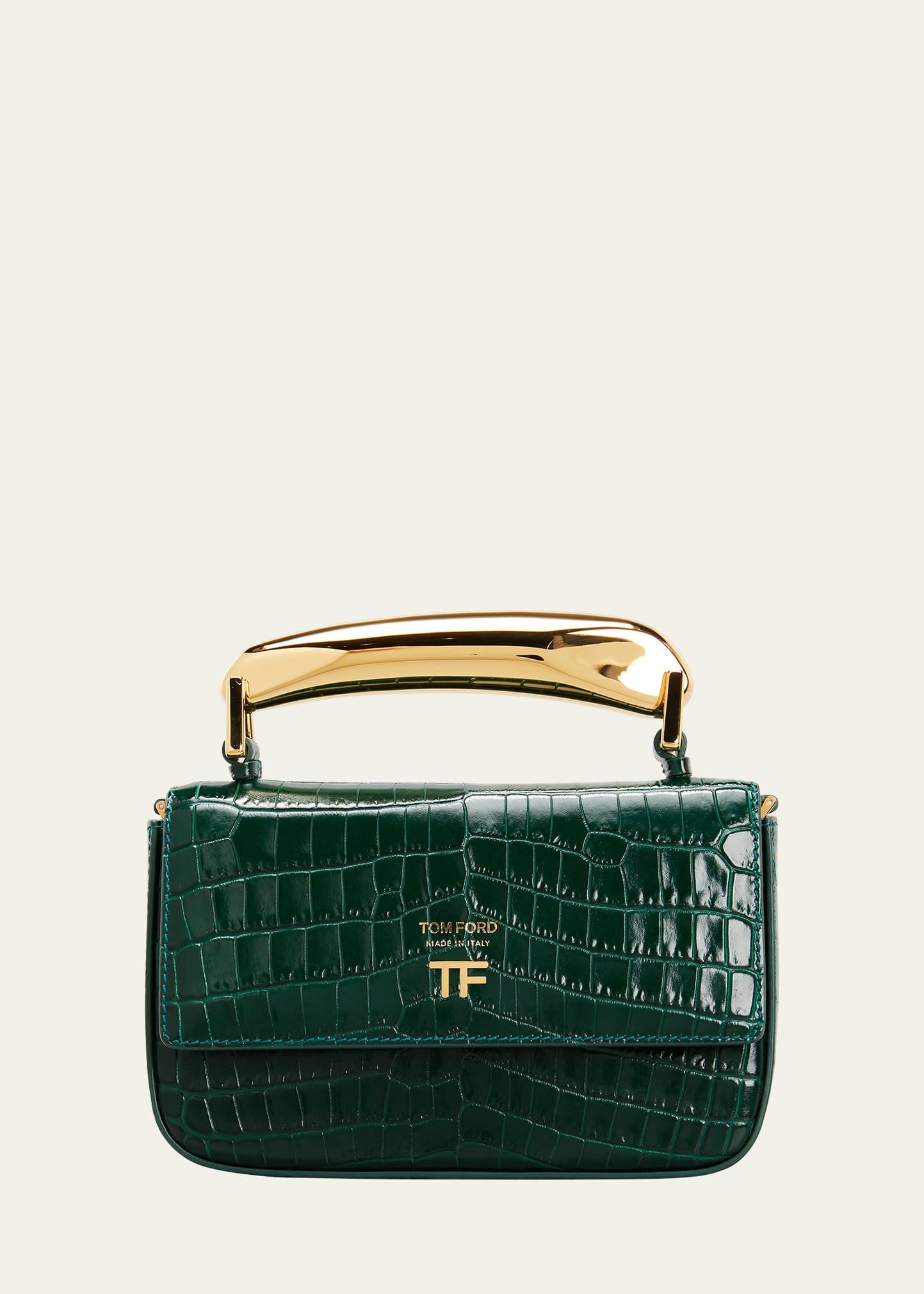 Tom Ford Bianca Croc-embossed Shoulder Bag In Emerald Green