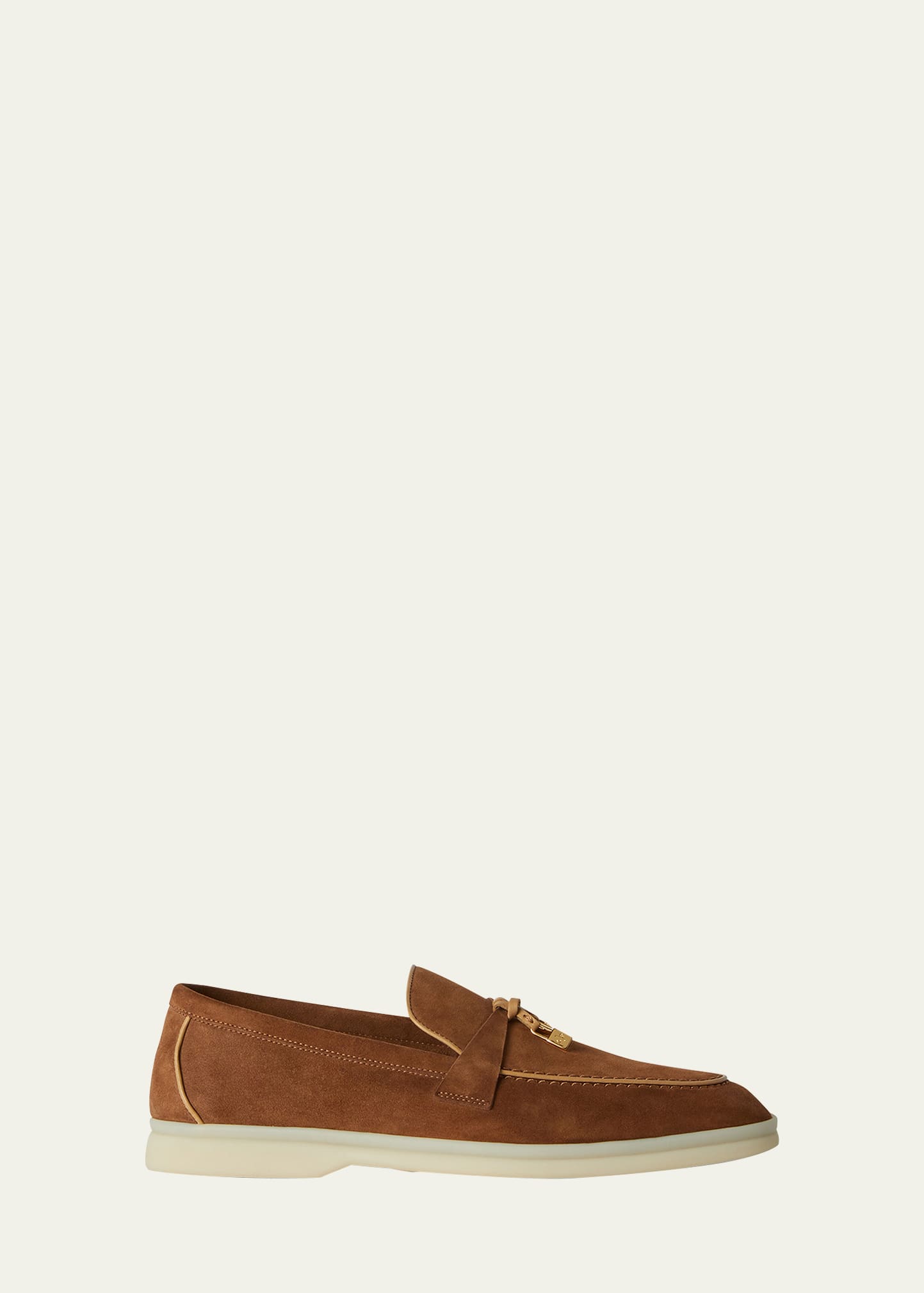 Loro Piana Summer Suede Charms Loafers In Ha85 Clove