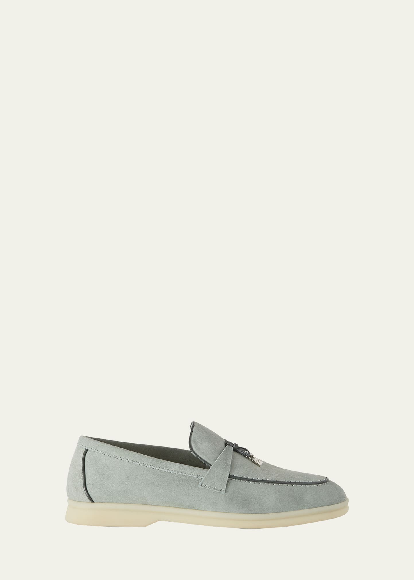 Loro Piana Summer Suede Charms Loafers In 508g Eucalyptus