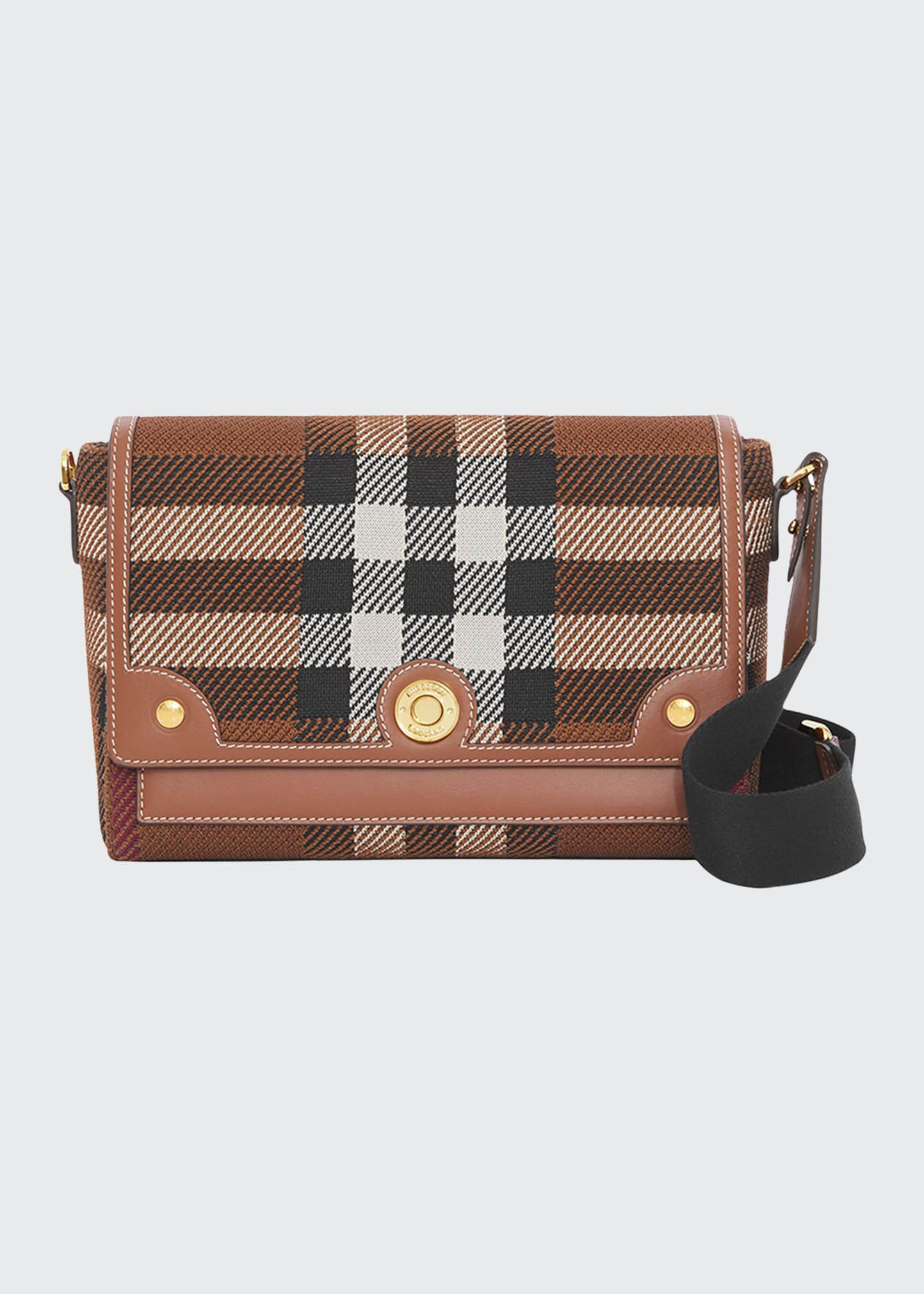 Burberry Note Check Medium Crossbody Bag In Dark Birch Brown ModeSens
