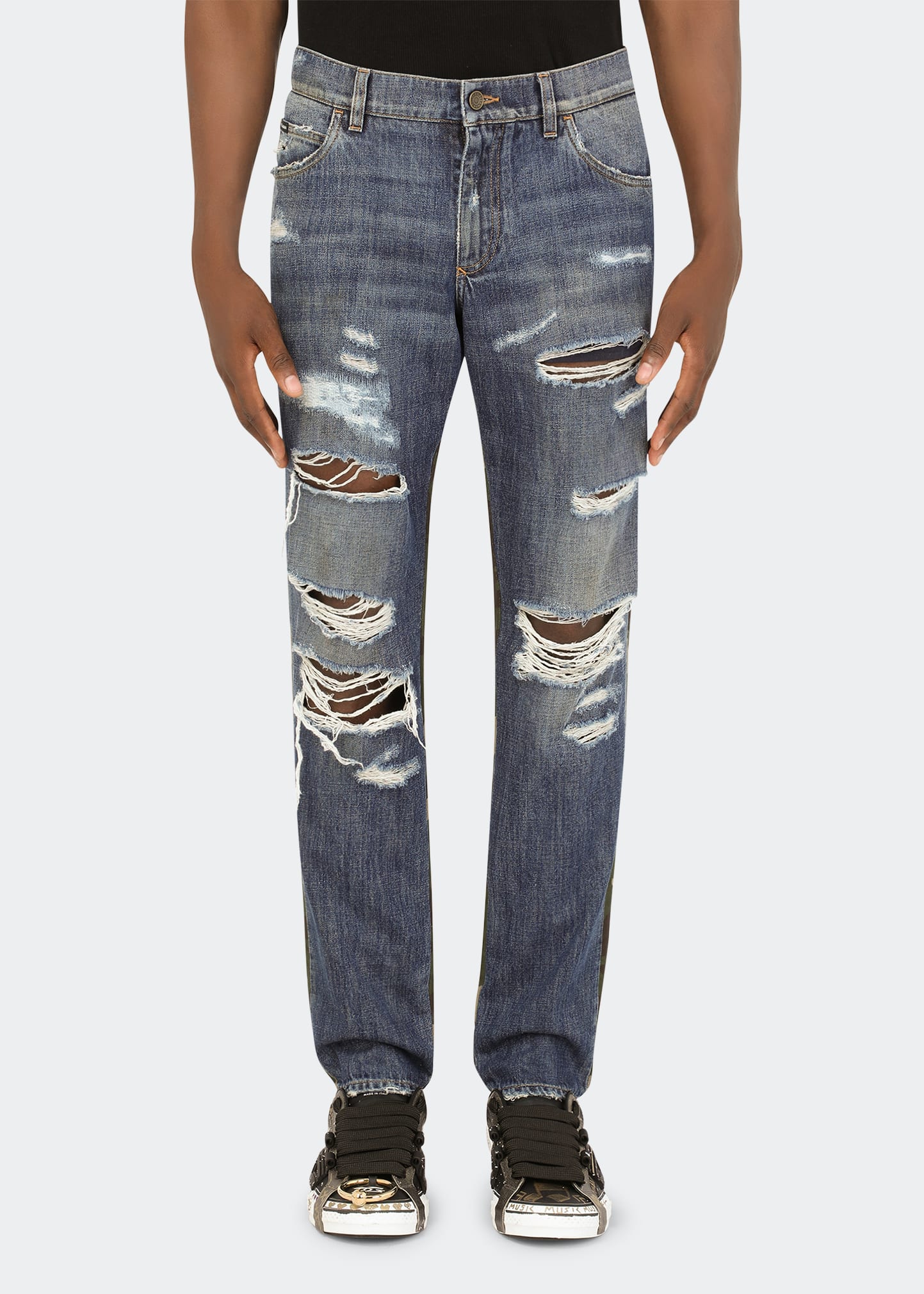 Men's Camo-Back Ripped Jeans