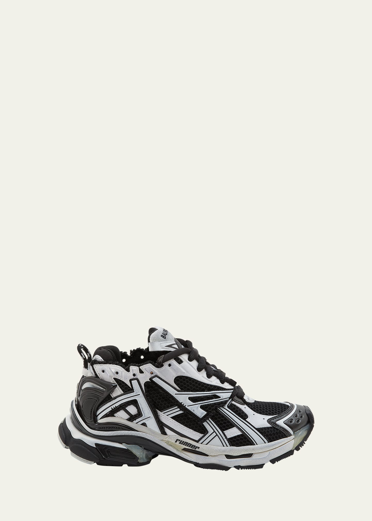 Shop Balenciaga Men's Runner Mesh & Nylon Sneakers In White/black