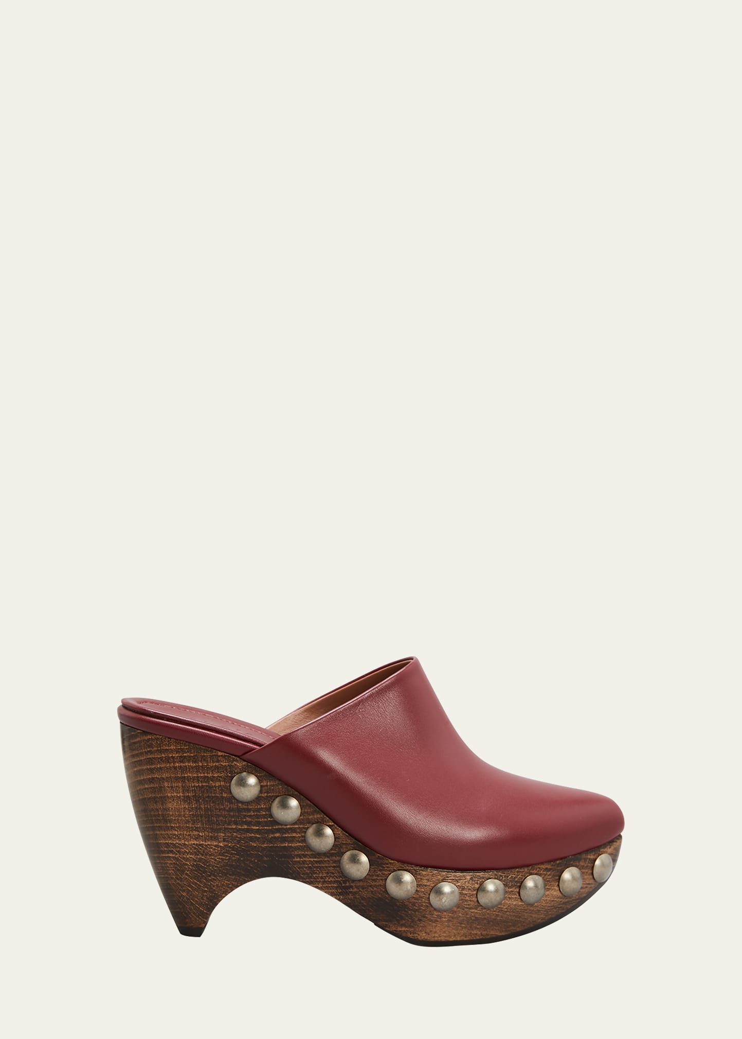 Shop Alaïa Le Sabot Wooden-heel Leather Wedge Clogs In 325 Rouge Grenat