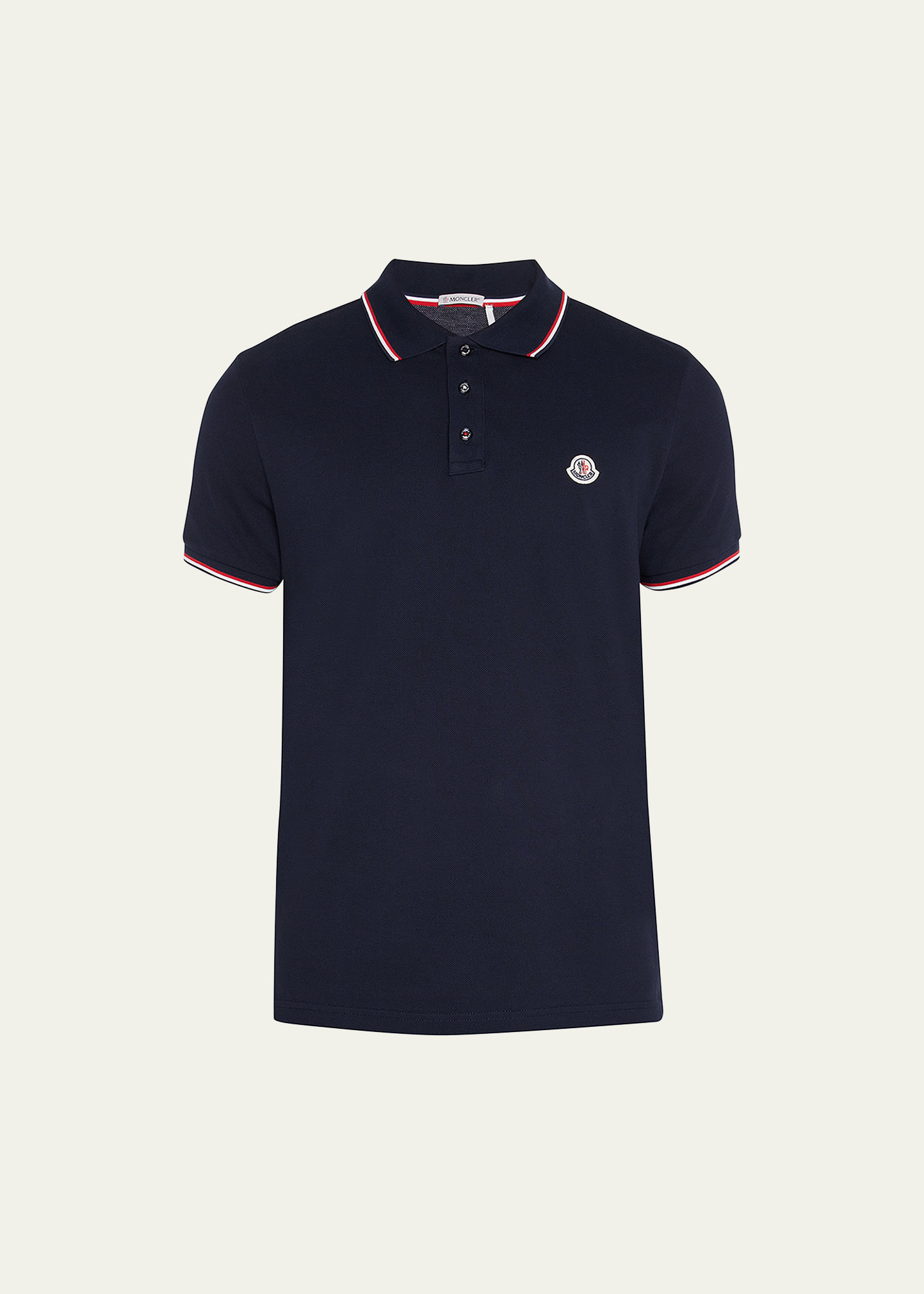 Moncler Men's Tipped Polo Shirt In Blue