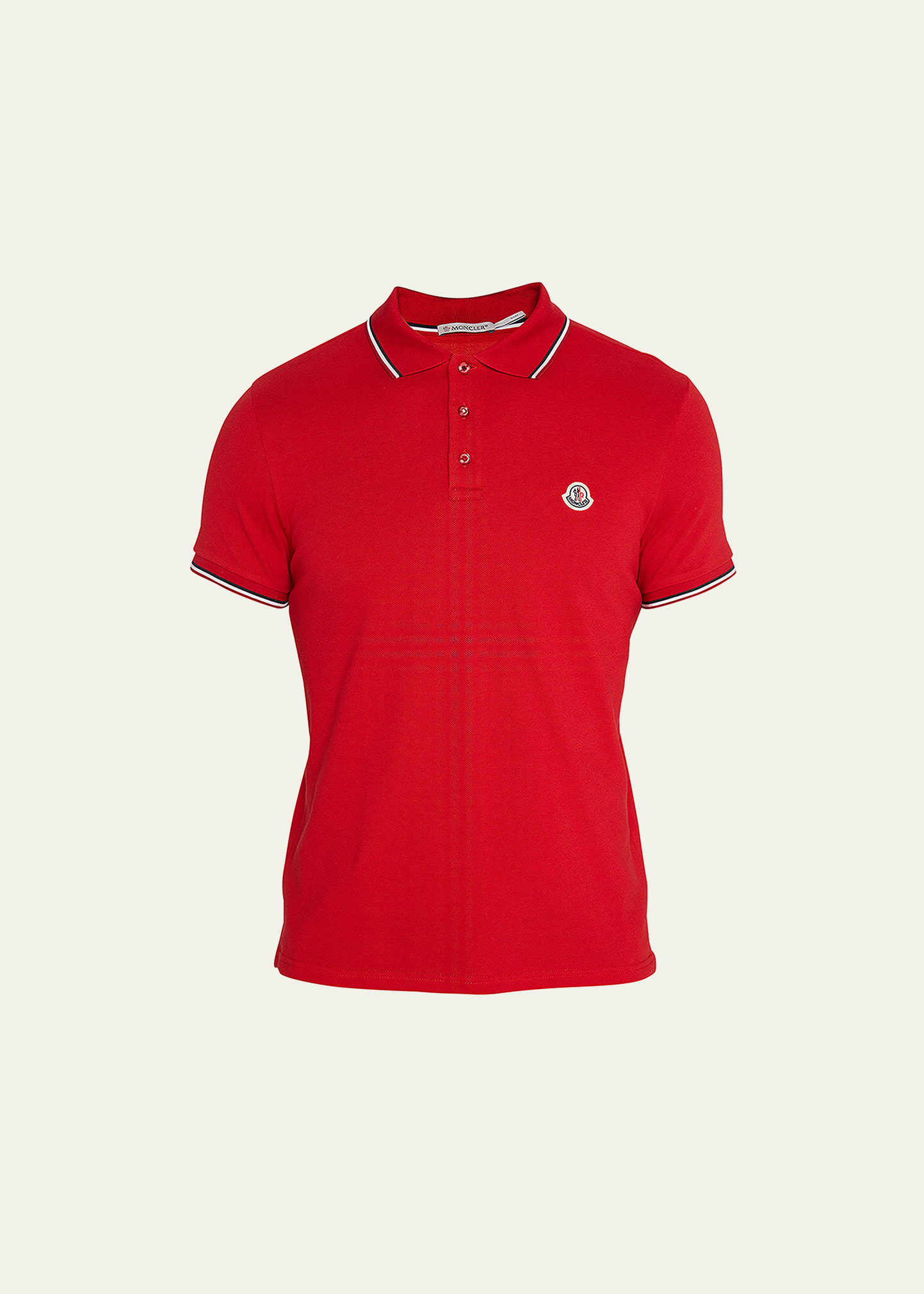 Moncler Men's Tipped Polo Shirt In White