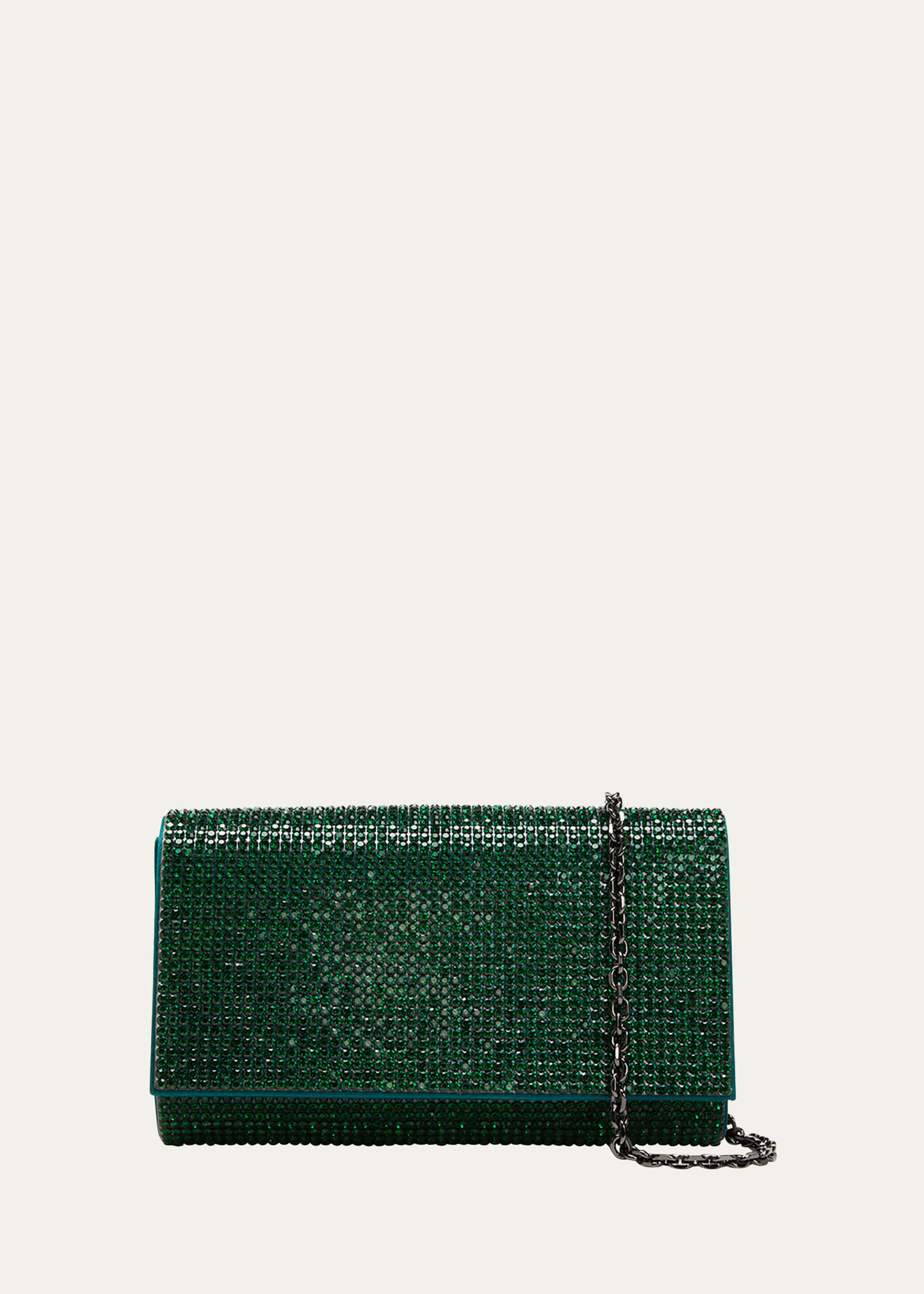 Judith Leiber Fizzy Crystal Flap Clutch Bag In Silver Emera