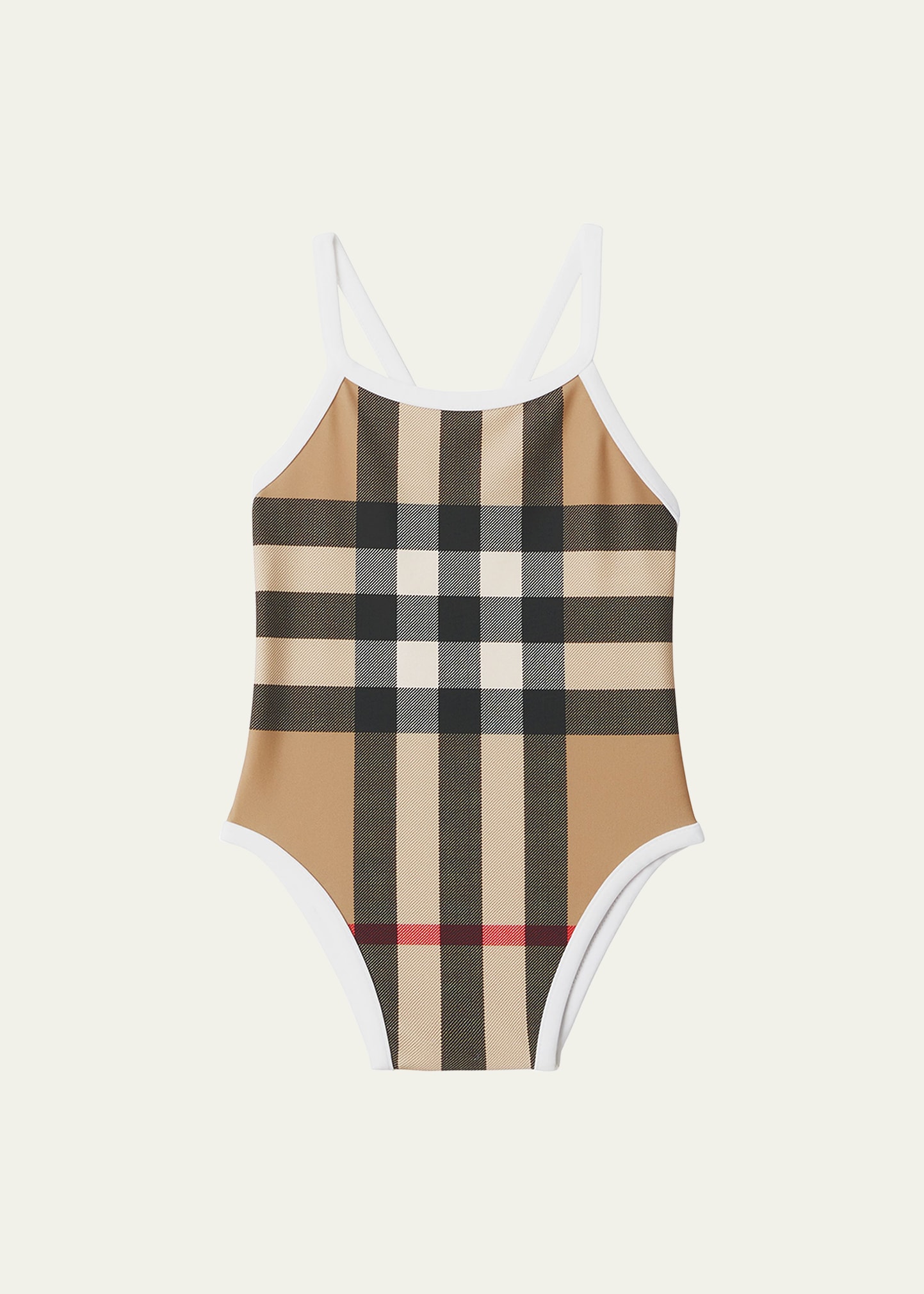 Burberry Kids' Girl's Sandie Check Onepiece Swimsuit In Brown ModeSens