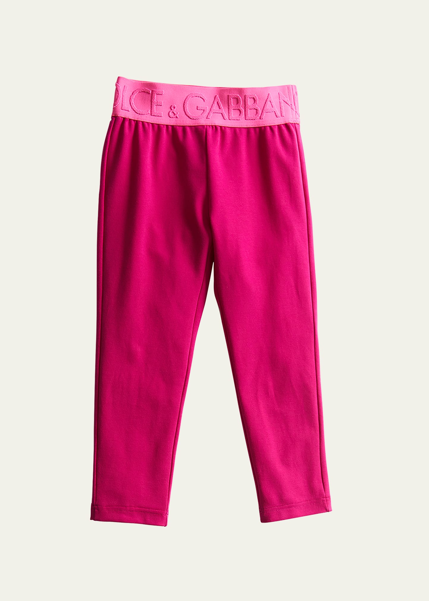Dolce & Gabbana Kids' Girl's Dg Logo-waistband Leggings In Pink
