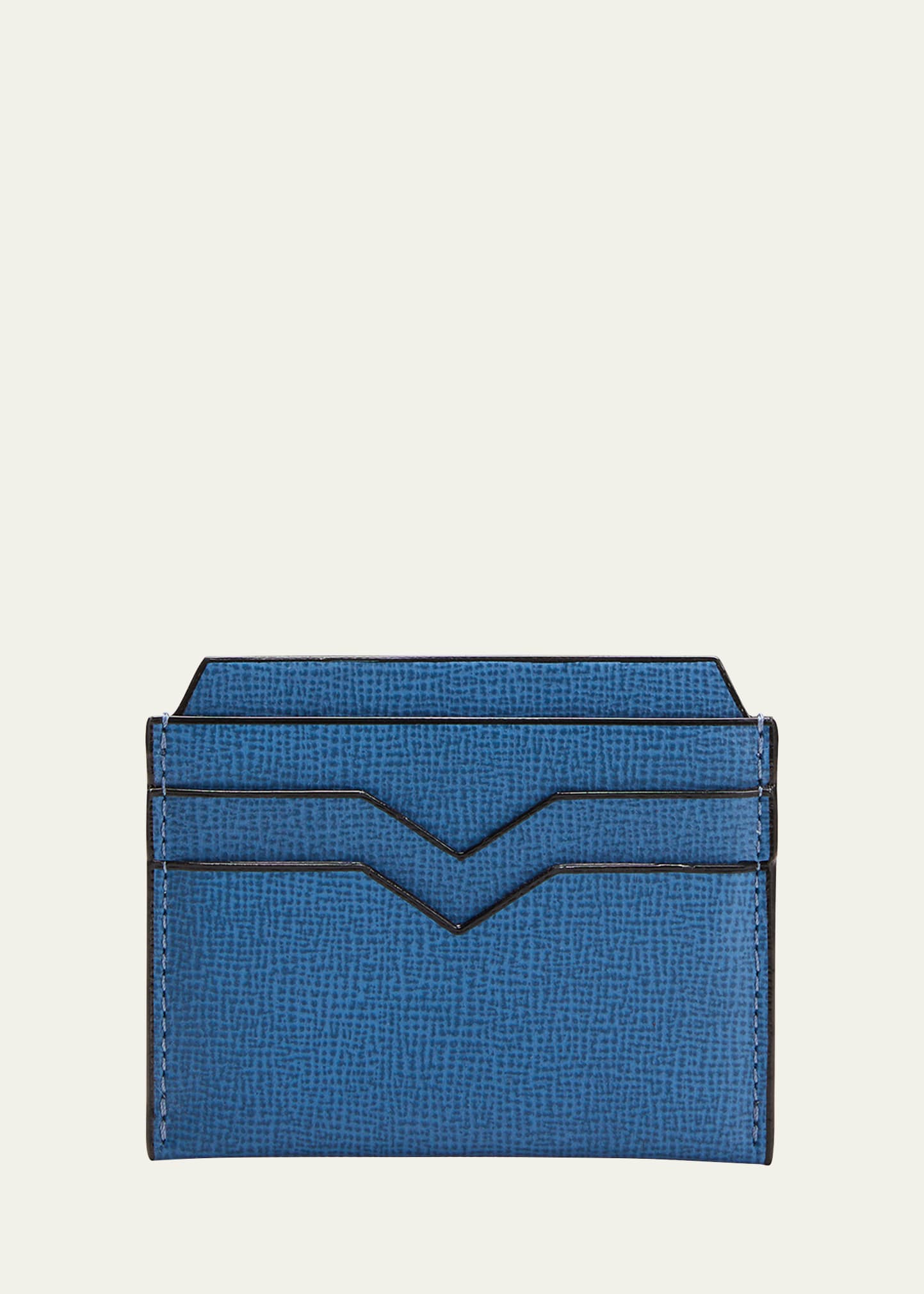 Valextra Men's 4 Card Holder In Blue