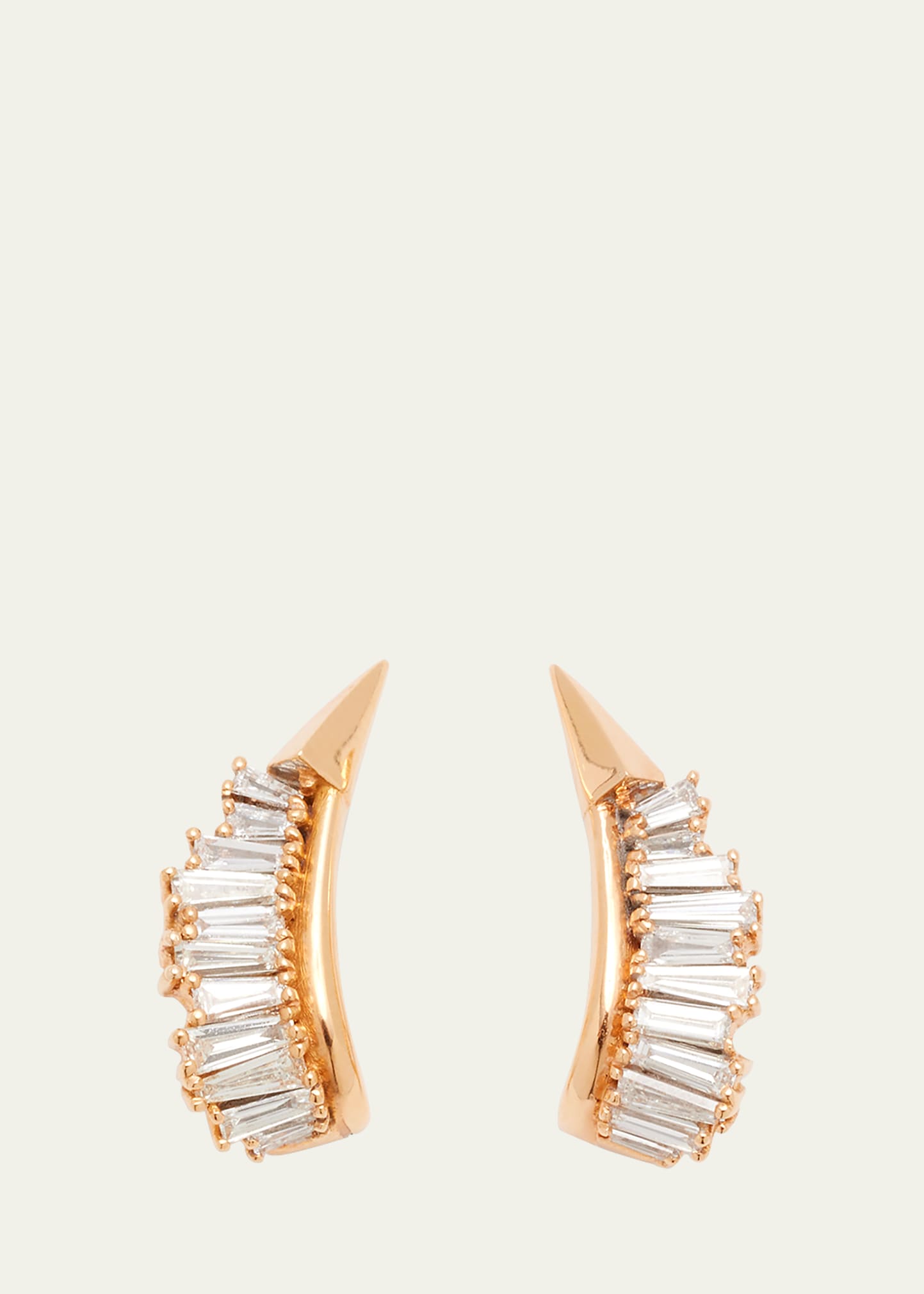 Ruched Ear Clips with White Diamonds and 20K Recycled Rose Gold