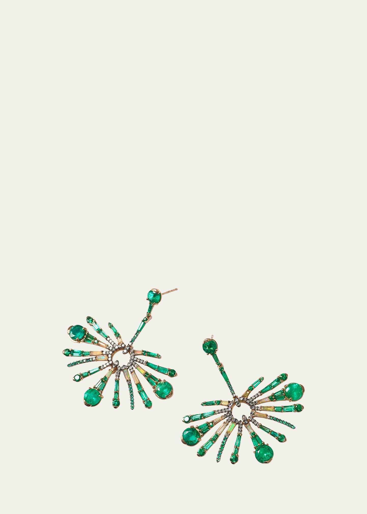 Sea Anemone Earrings with Emeralds, Ethiopian Opals and Diamonds