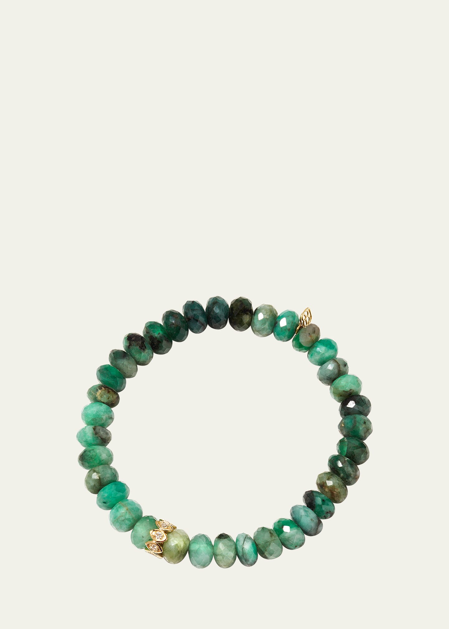 Sydney Evan 8mm Natural Emerald Bracelet With Marquise Evil Eye Rondelle