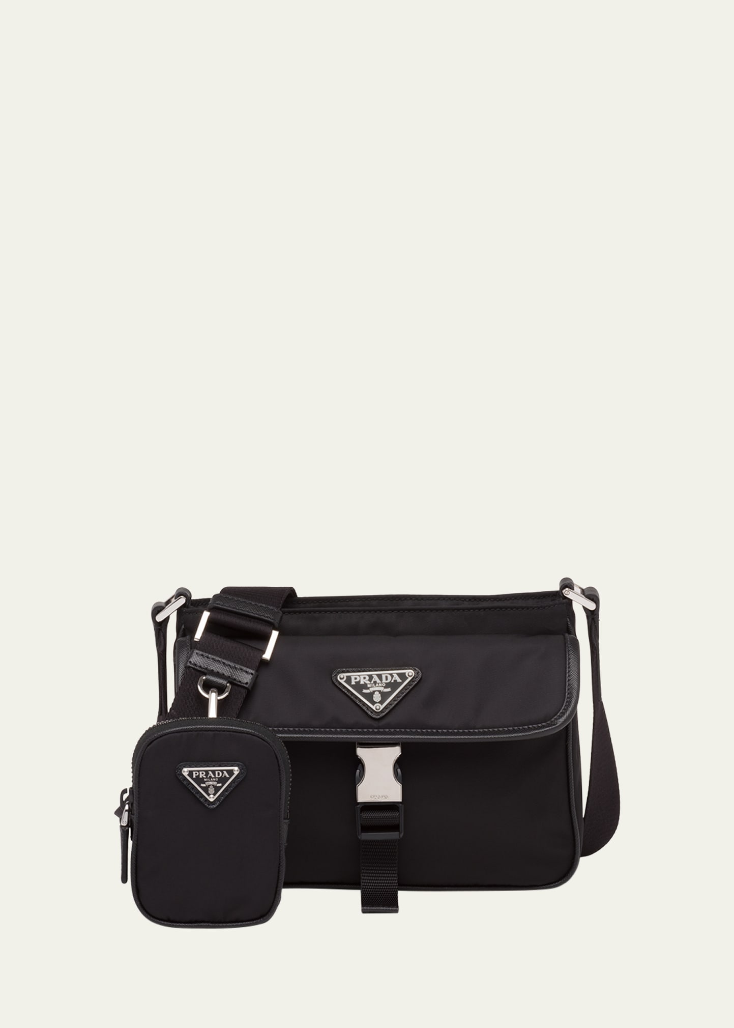 Prada Men's Nylon Crossbody Bag In Black | ModeSens