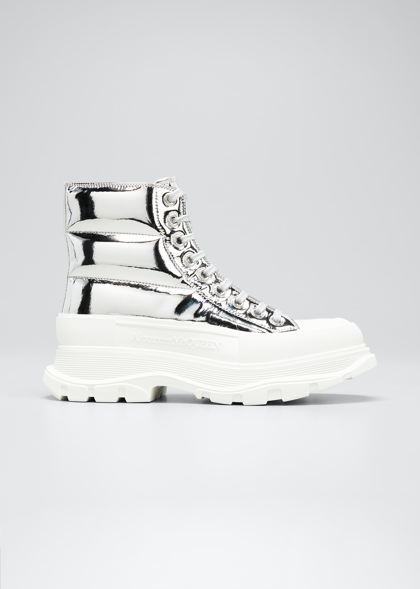 alexander mcqueen puffer tread slick ankle boots