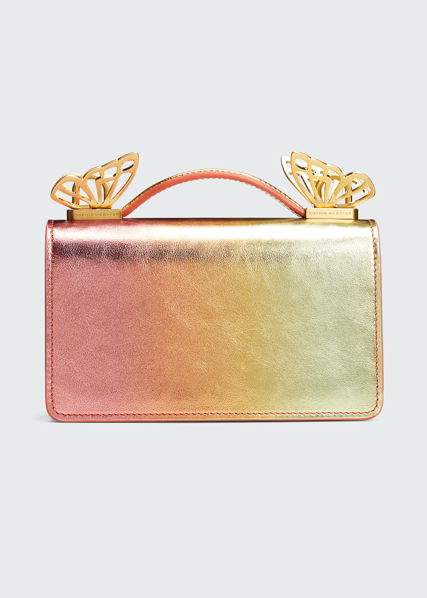 Sophia Webster Mariposa Mini Metallic Top-handle Bag In Sunset