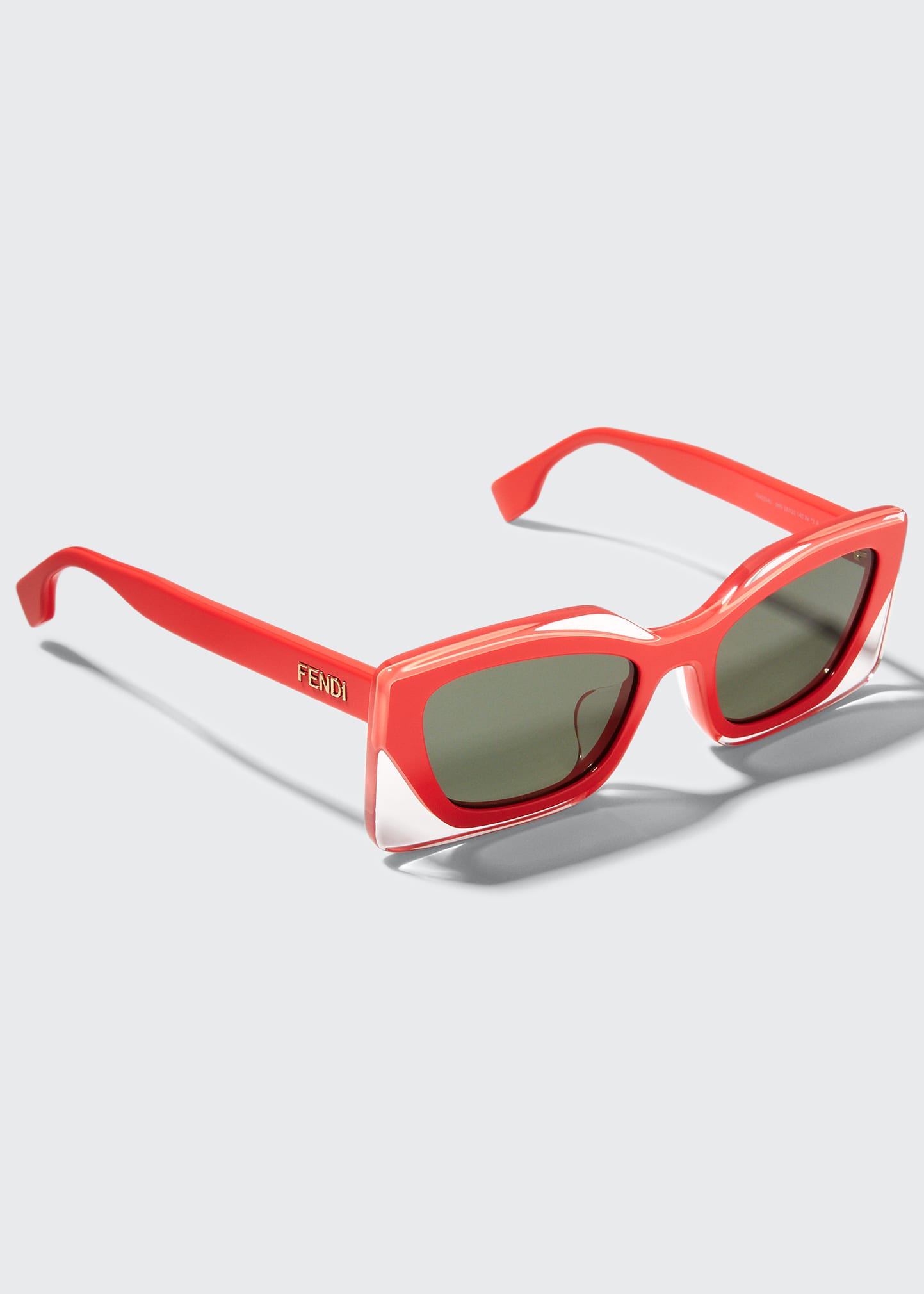 Fendi Clear Rectangle Acetate Sunglasses In Coral