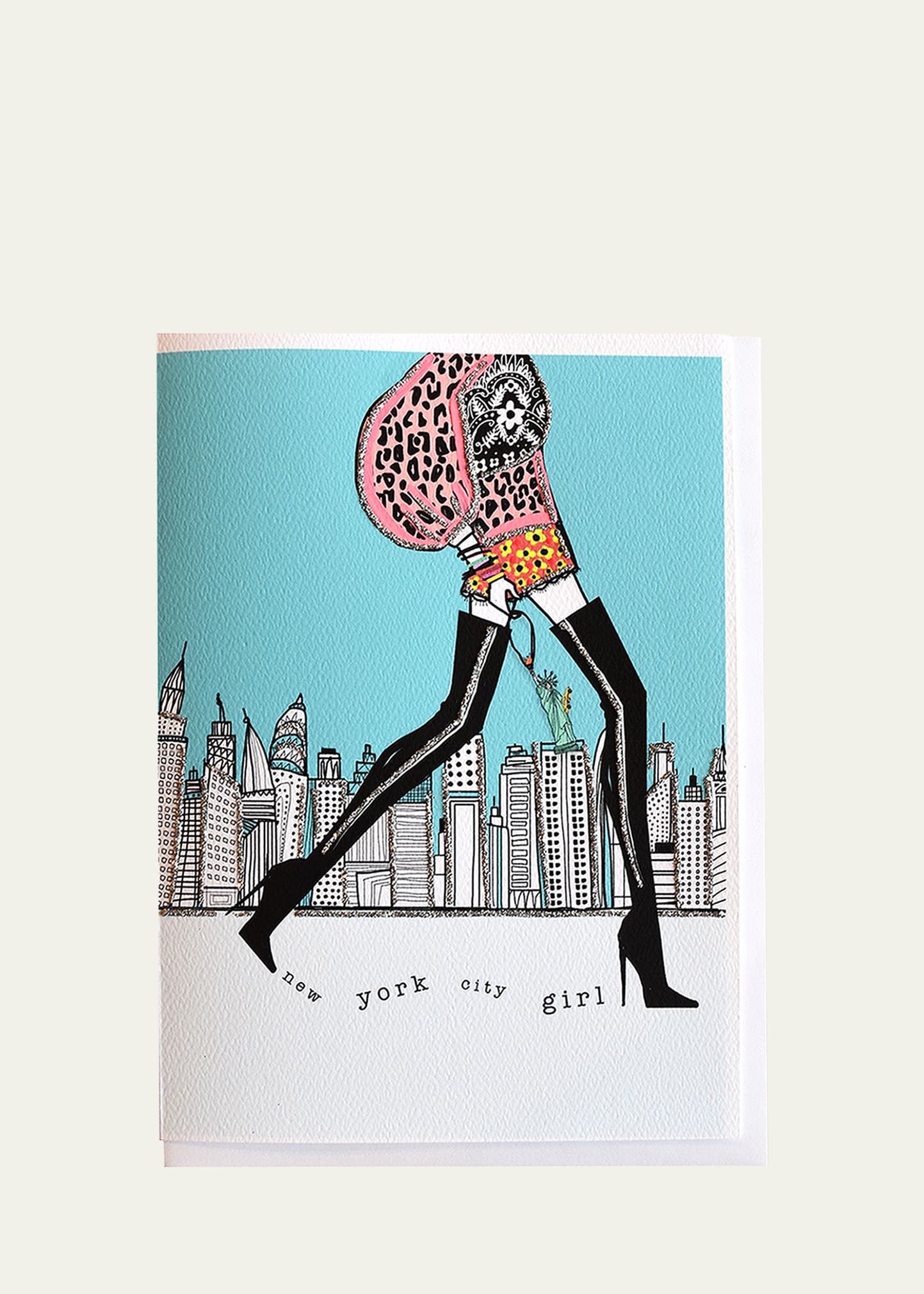 Verrier New York City Girl Folded Card In Multi