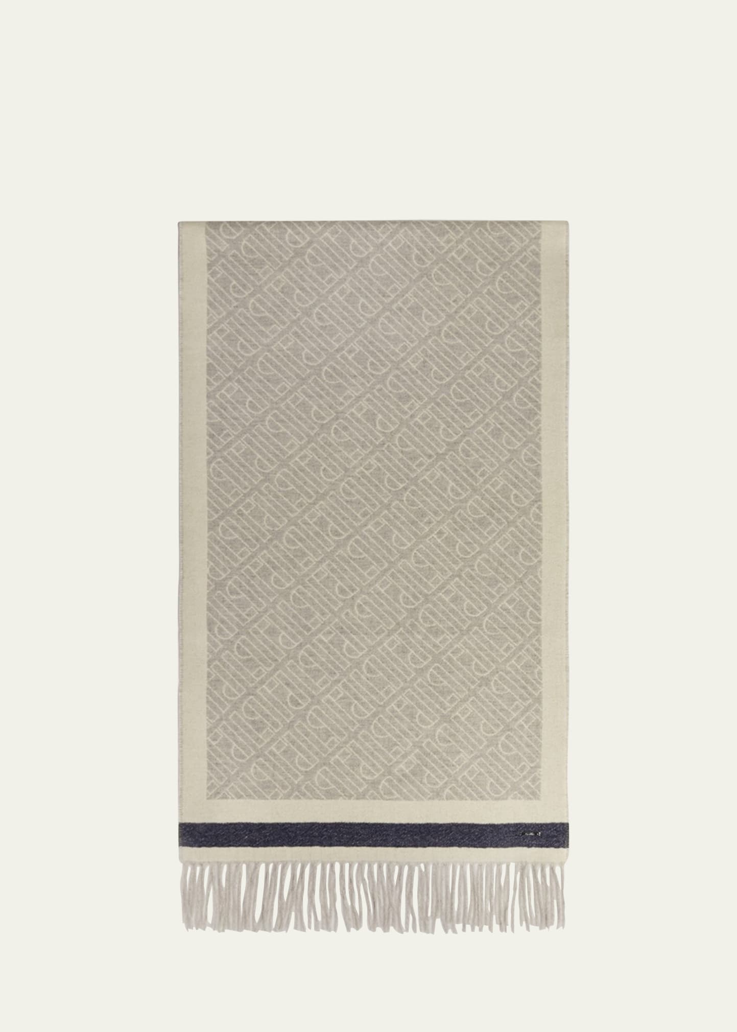 Loro Piana Lp Logo Outline Cashmere Scarf In Grey