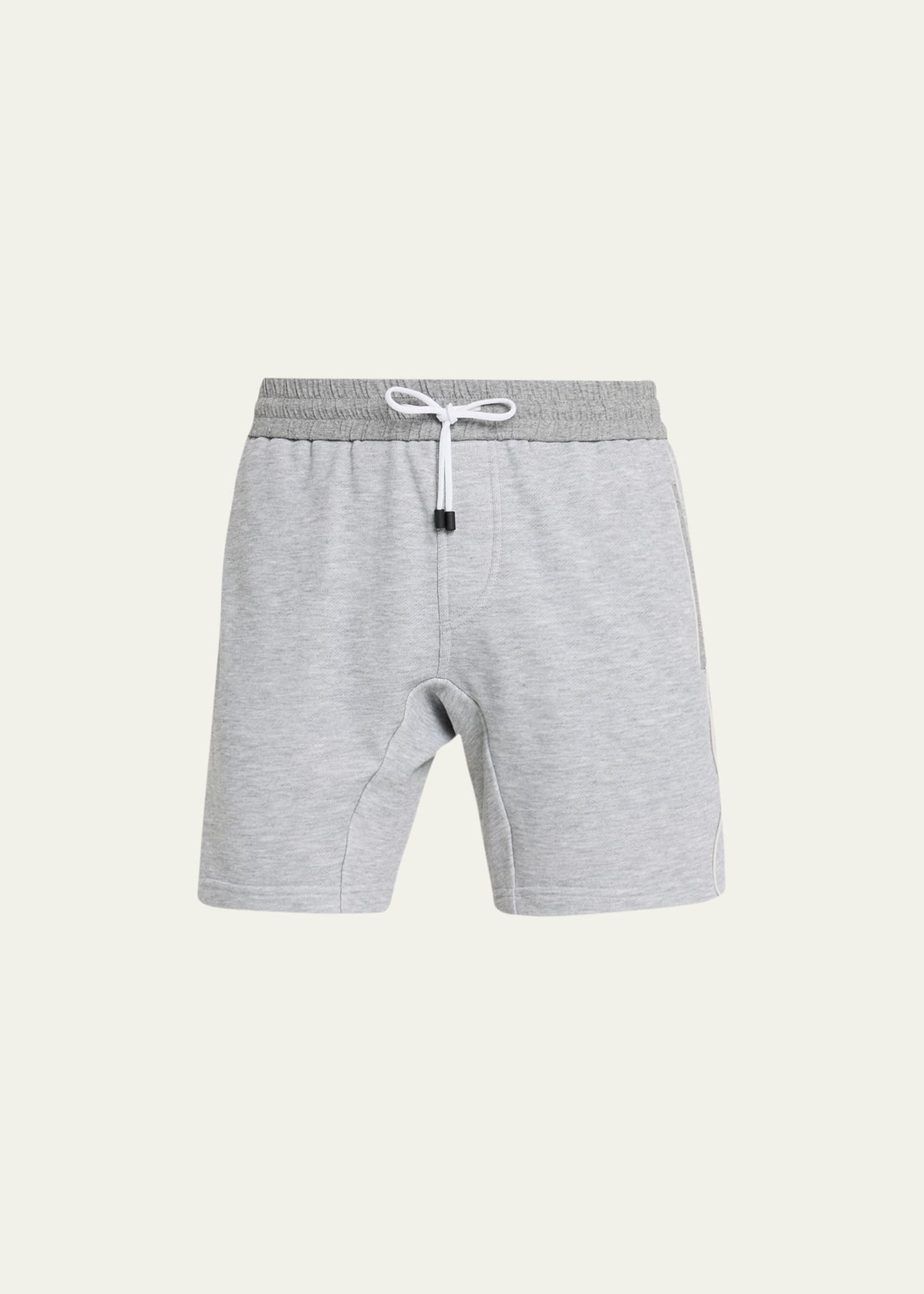 Shop Kiton Men's Cotton Sweat Shorts With Embroidered Logo In Lt Gray