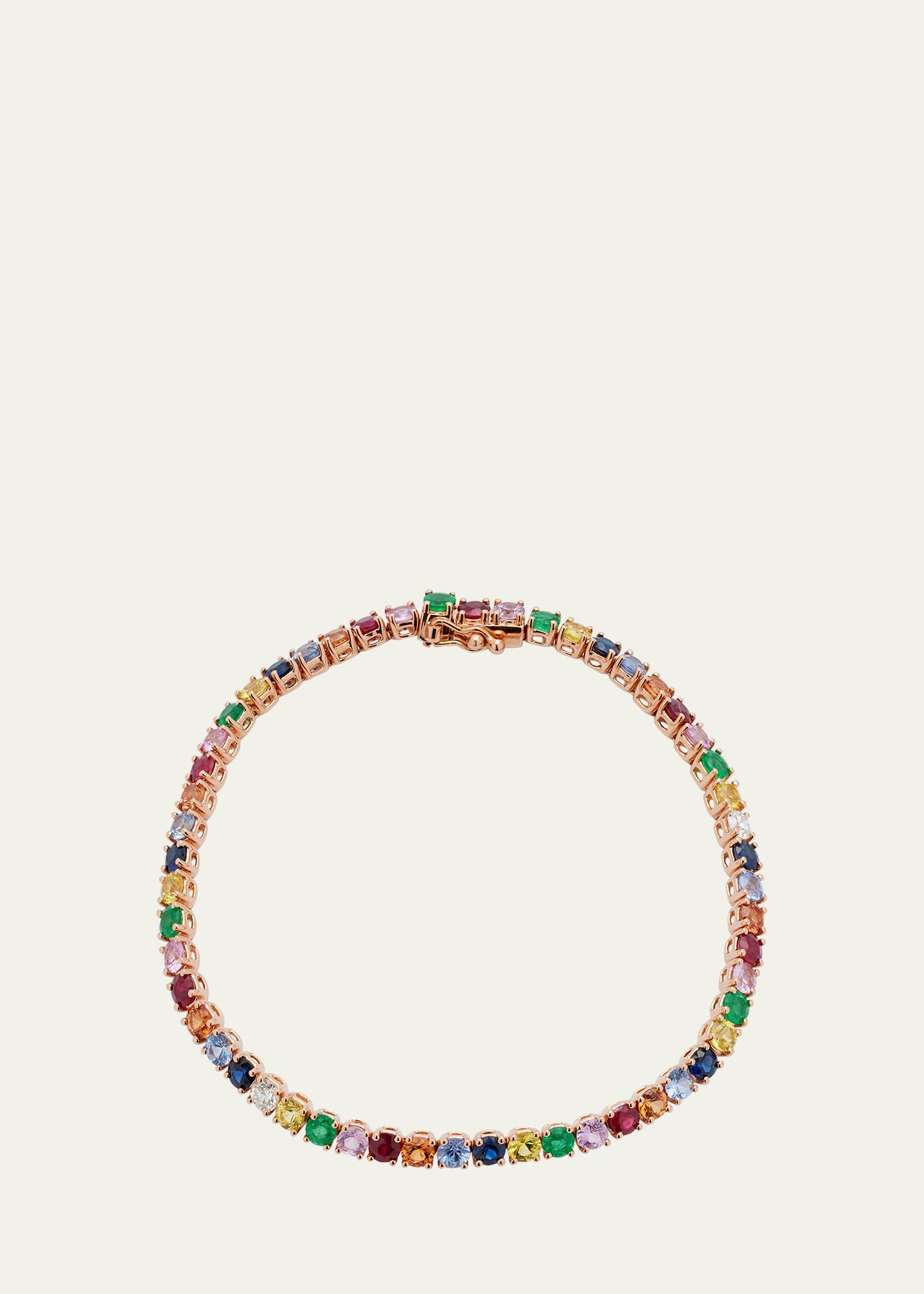 Multicolor Large Hepburn Bracelet with Gemstones in Rose Gold