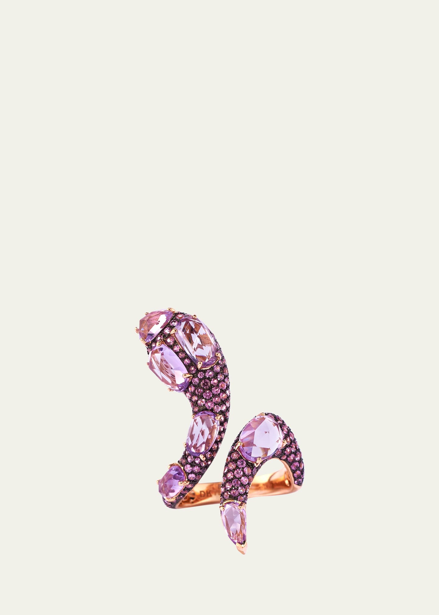 Daniella Kronfle 18k Rose Gold Serpente Di Luce Ring With Pink Sapphires