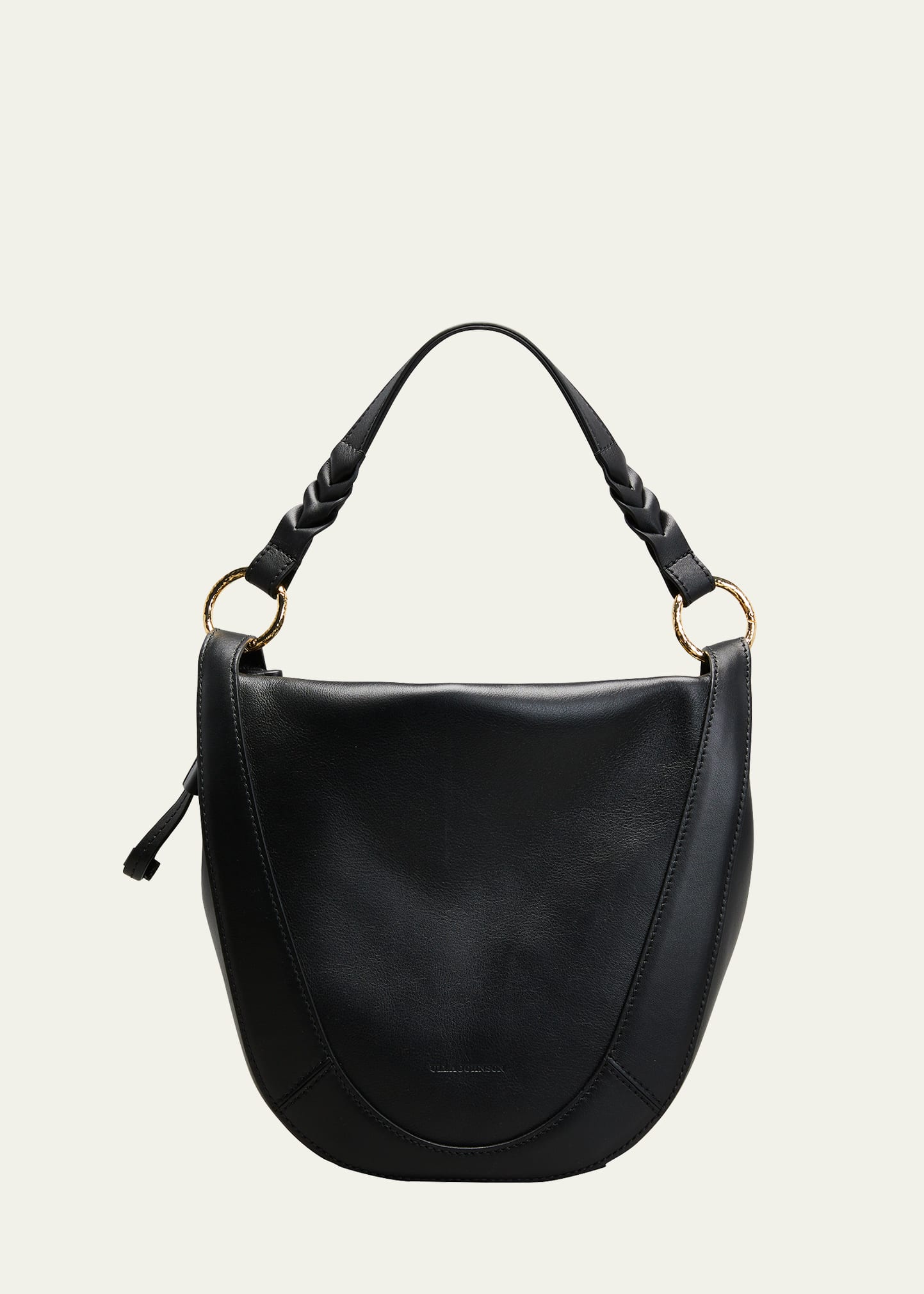 Ulla Johnson Hilma Leather Drawstring Bucket Bag In Noir