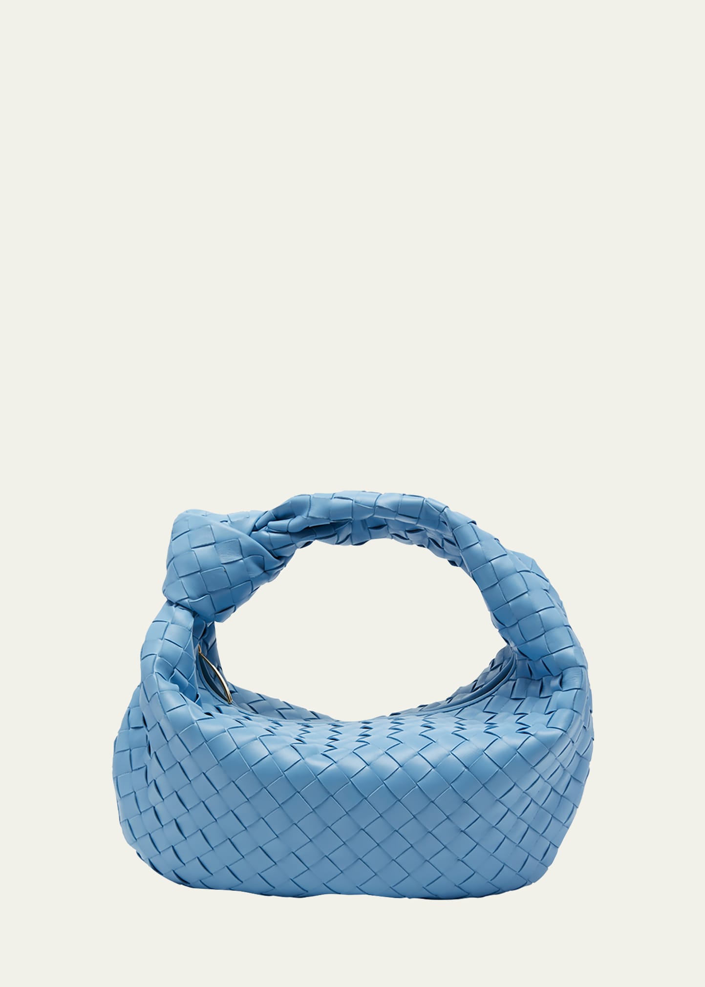 Bottega Veneta Jodie Mini Intrecciato Knot Hobo Bag In Windswept-gold