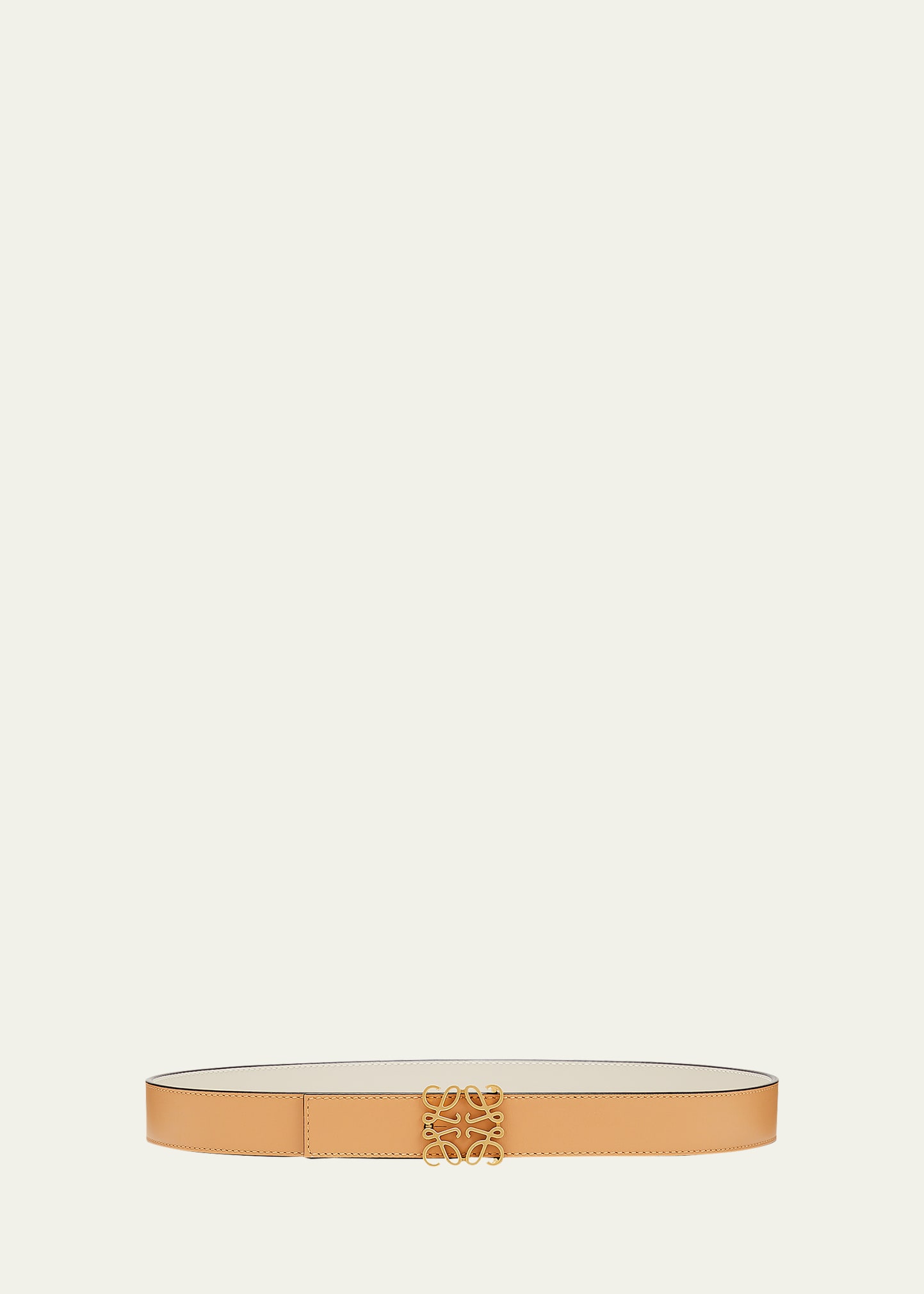Loewe Reversible Anagram Leather Belt In Desert / Oat Gold