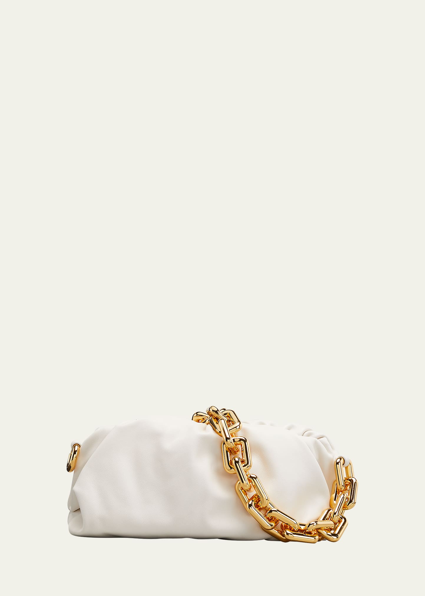 Bottega Veneta The Chain Pouch Leather Shoulder Bag In White