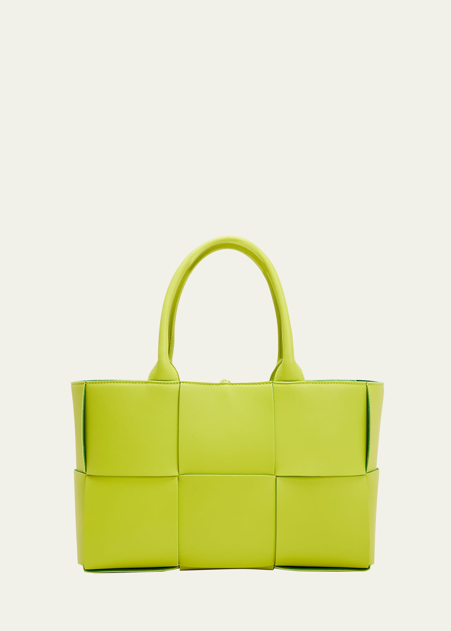 Bottega Veneta Arco Small Bicolor Intrecciato Napa Tote Bag In Acid Kiwi