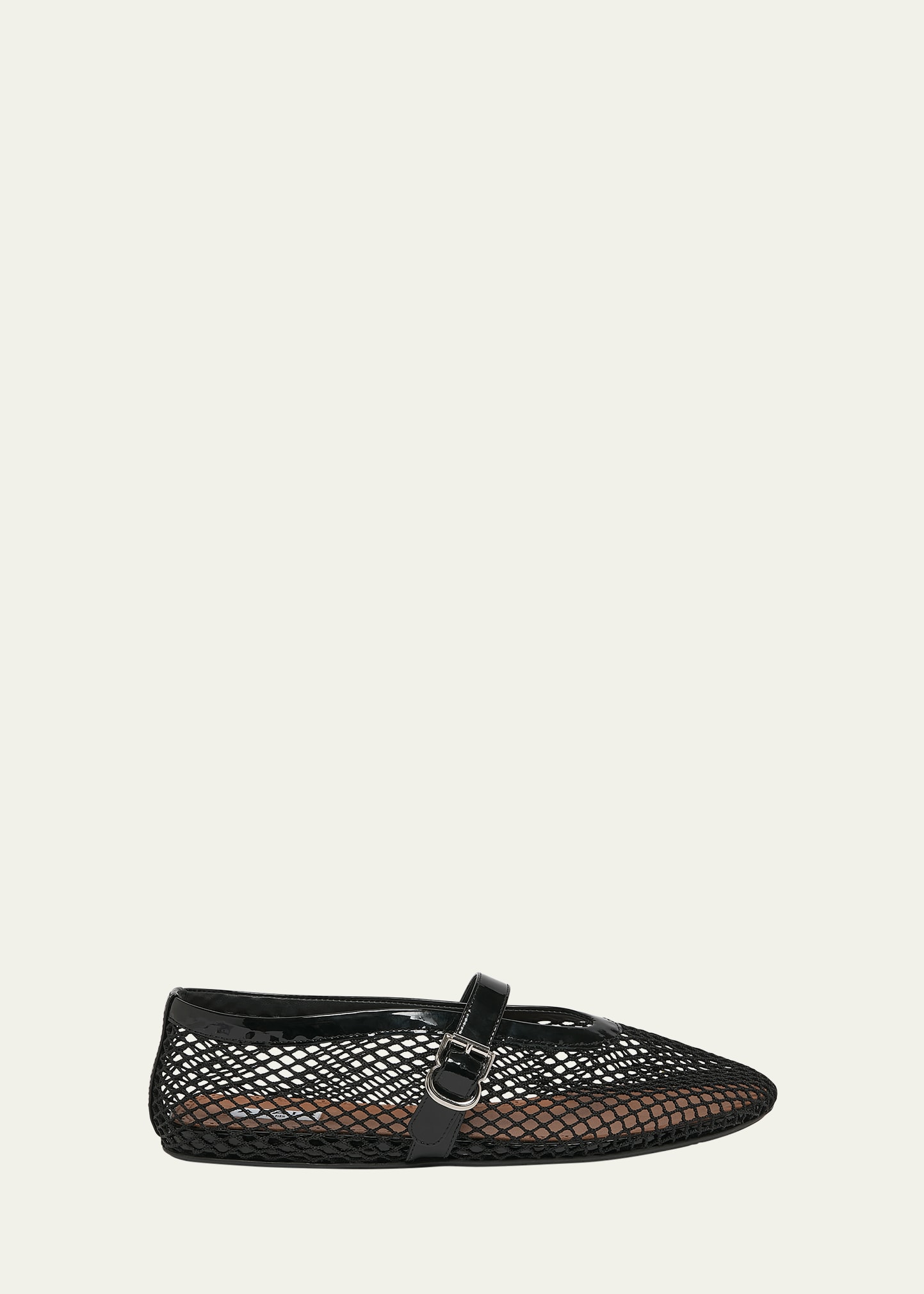 Alaïa Mesh Mary Jane Ballerina Flats In 999 Noir