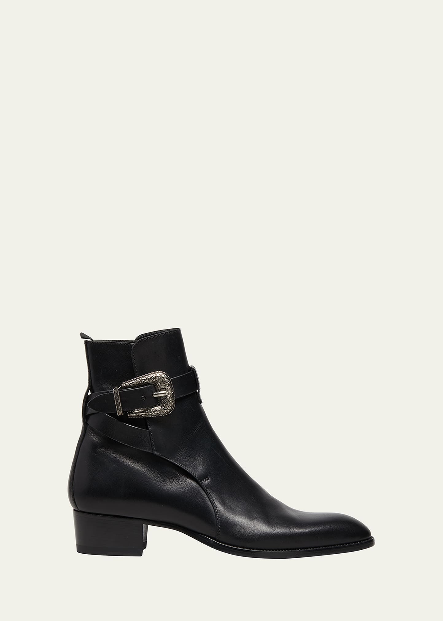 Saint Laurent Wyatt Jodphur Western Buckle Boot in Black | Smart
