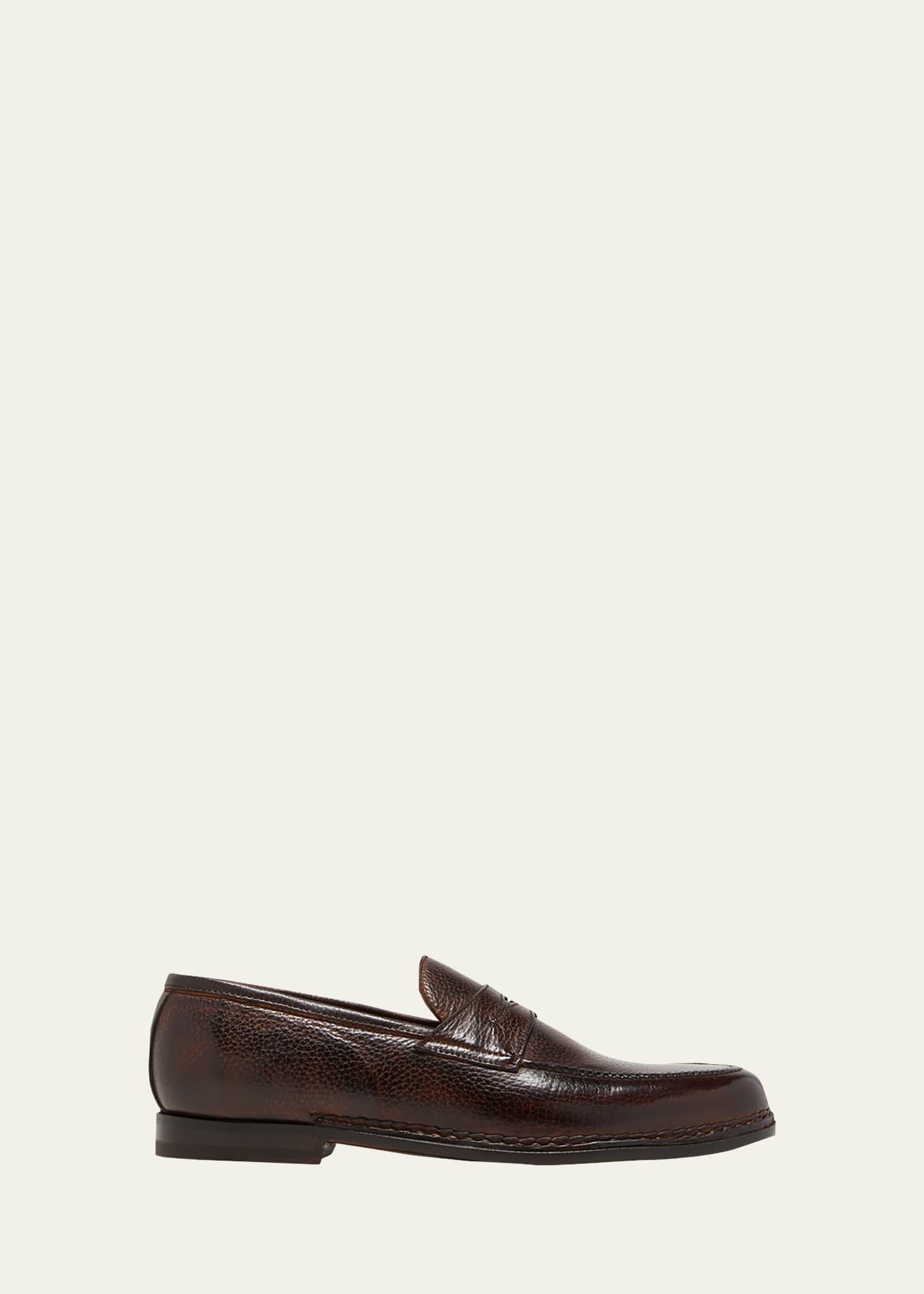 Bontoni Men's Savarese Ii Deerskin Penny Loafers In Dark Chocolate