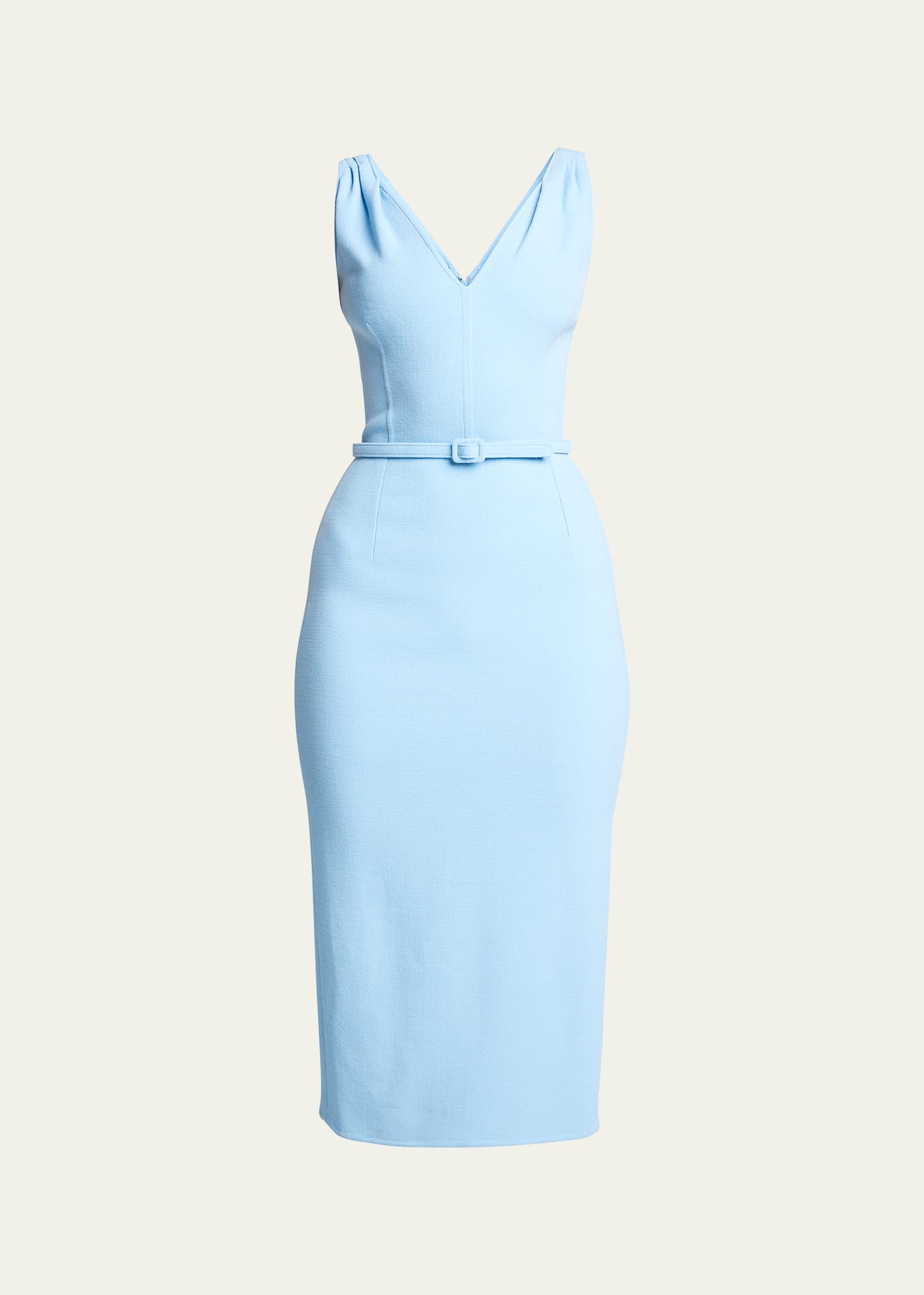 Belted Wool Pencil Dress