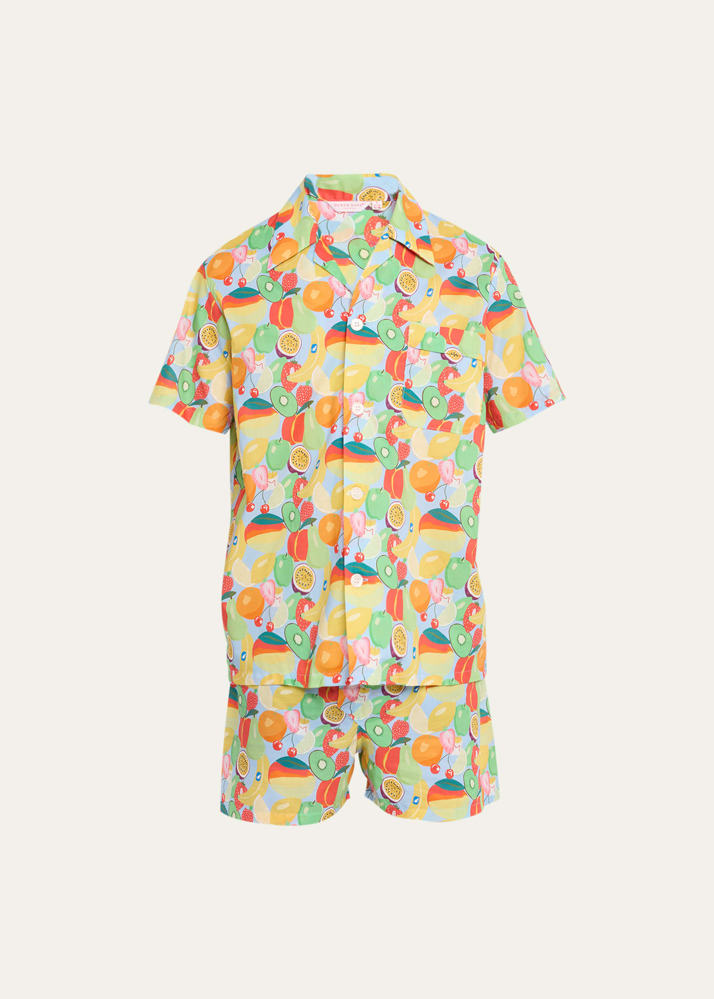 Derek Rose Men's Ledbury 49 Short Cotton Pajama Set In Multi Coloured